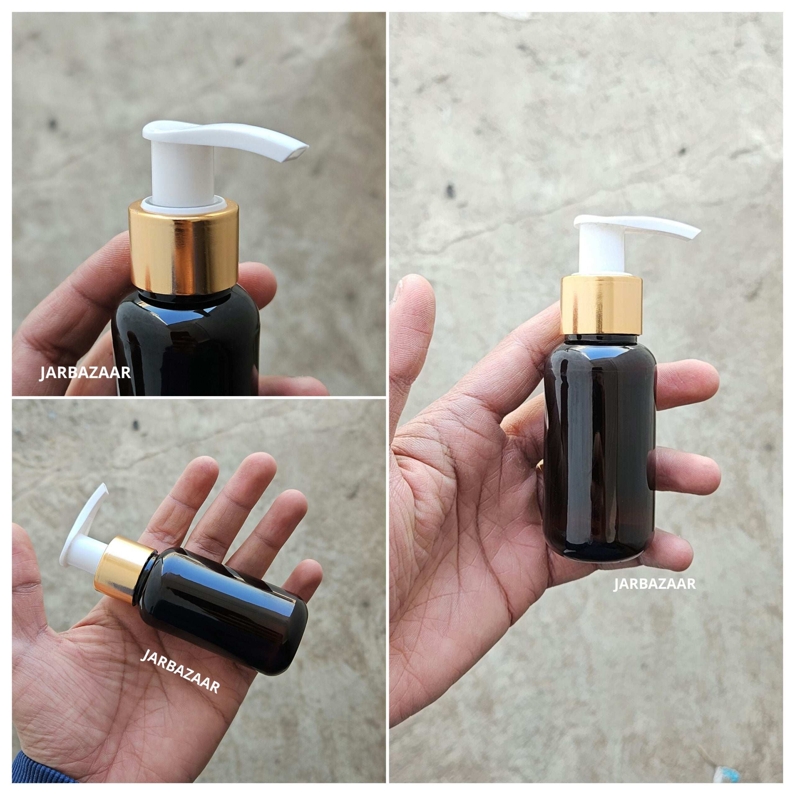 50 ML Amber Boston Dispenser Bottle (Golden Black/Golden White)