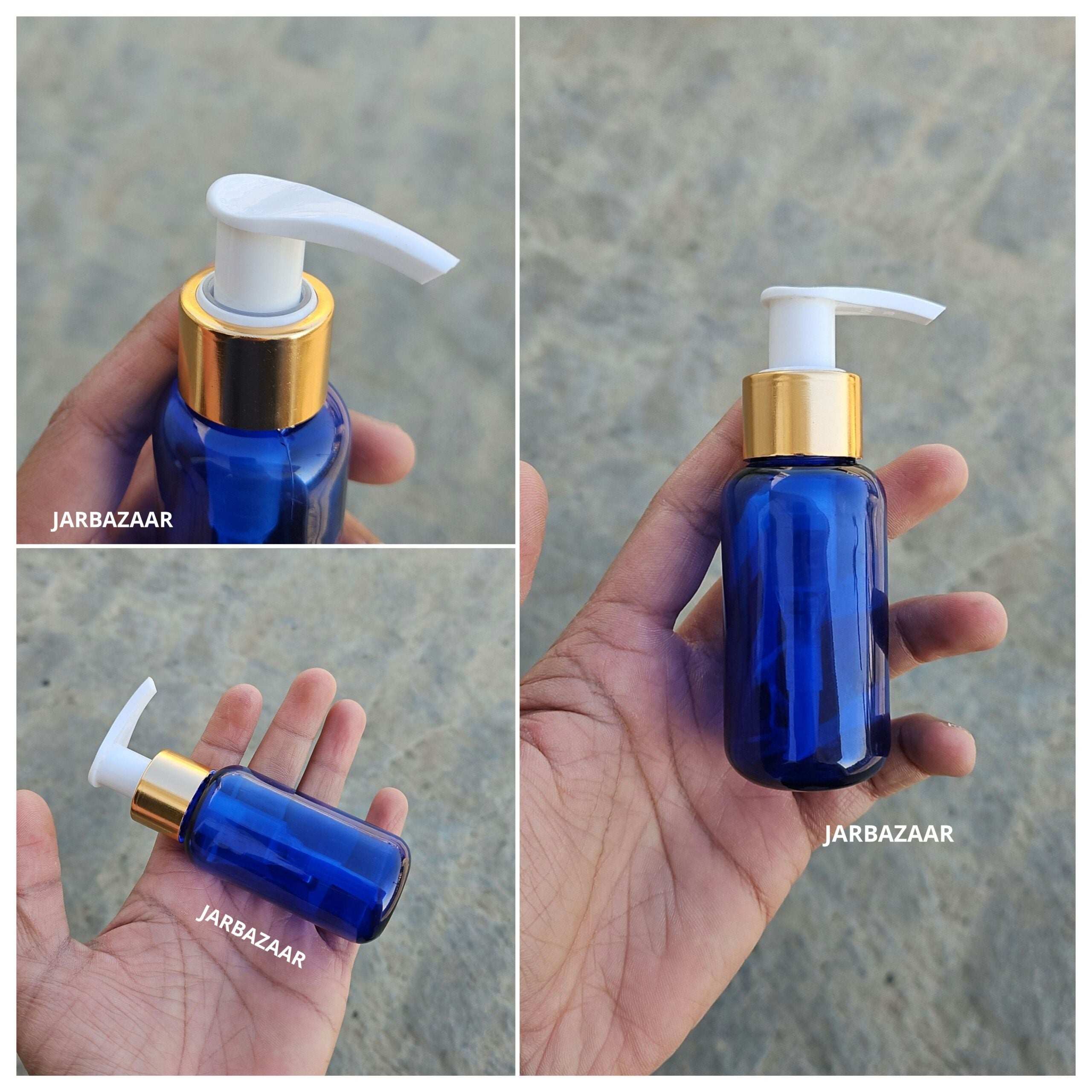 50 ML Blue Boston Dispenser Bottle (Golden Black/Golden White)