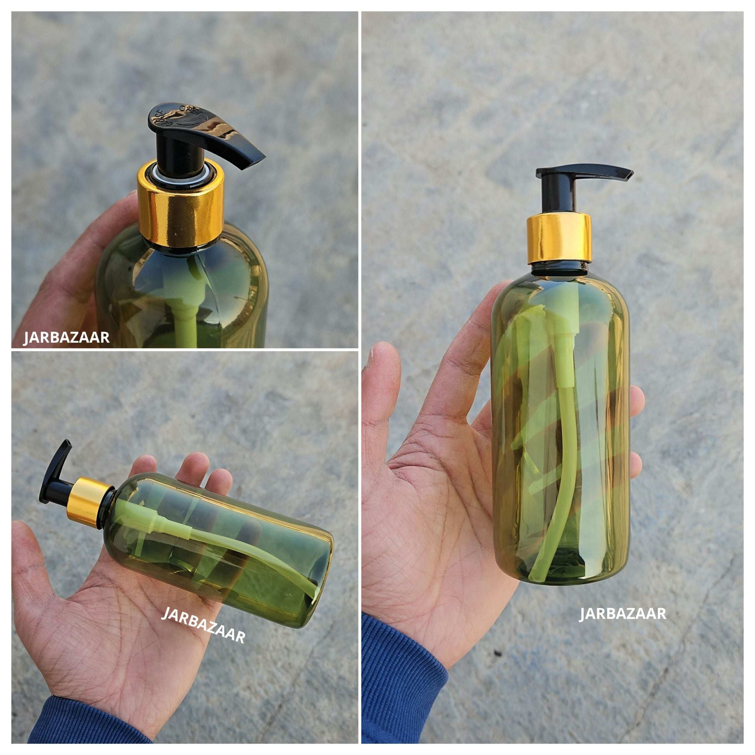 300 ML Olive Green Boston Dispenser Bottle (Golden Black/Golden White)