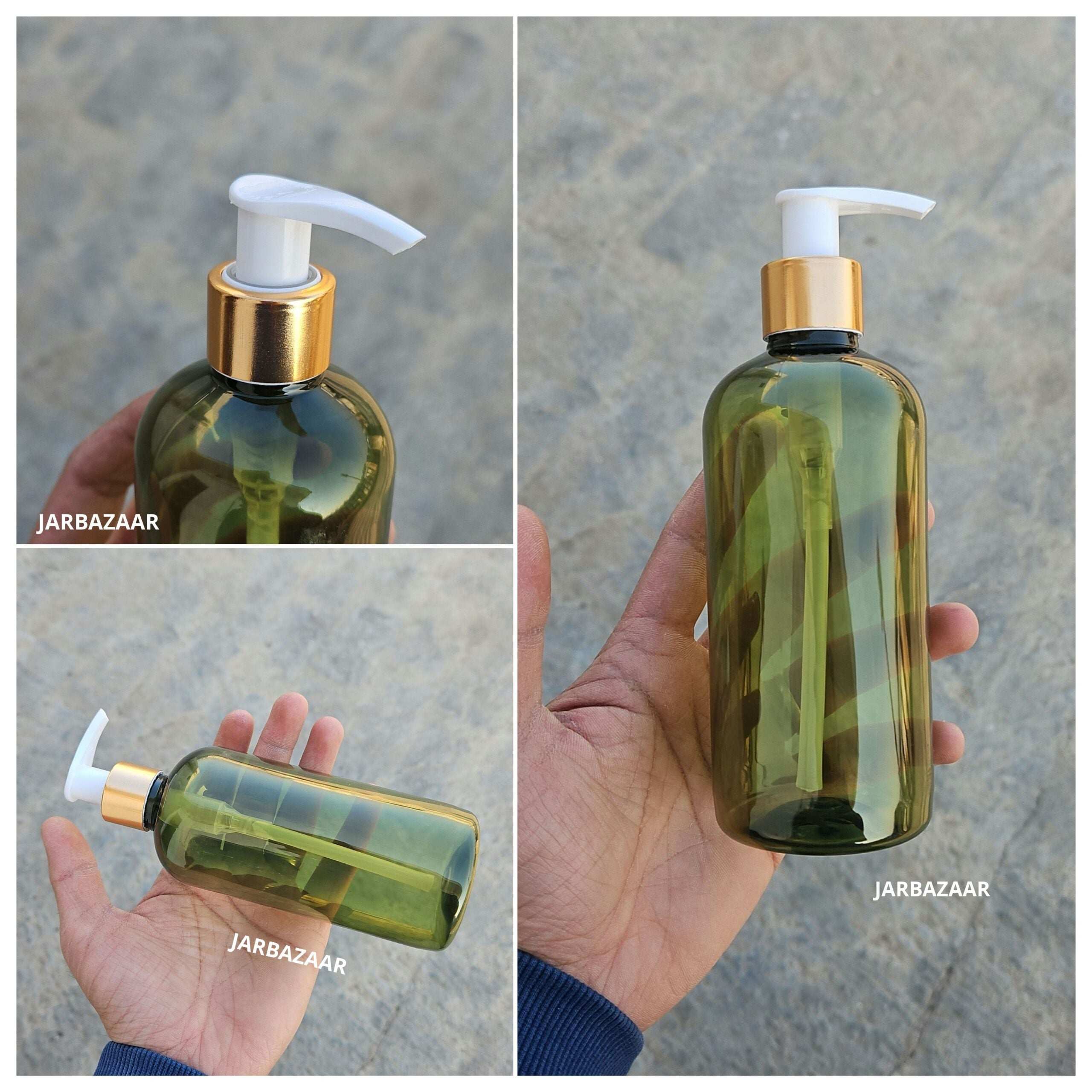 300 ML Olive Green Boston Dispenser Bottle (Golden Black/Golden White)