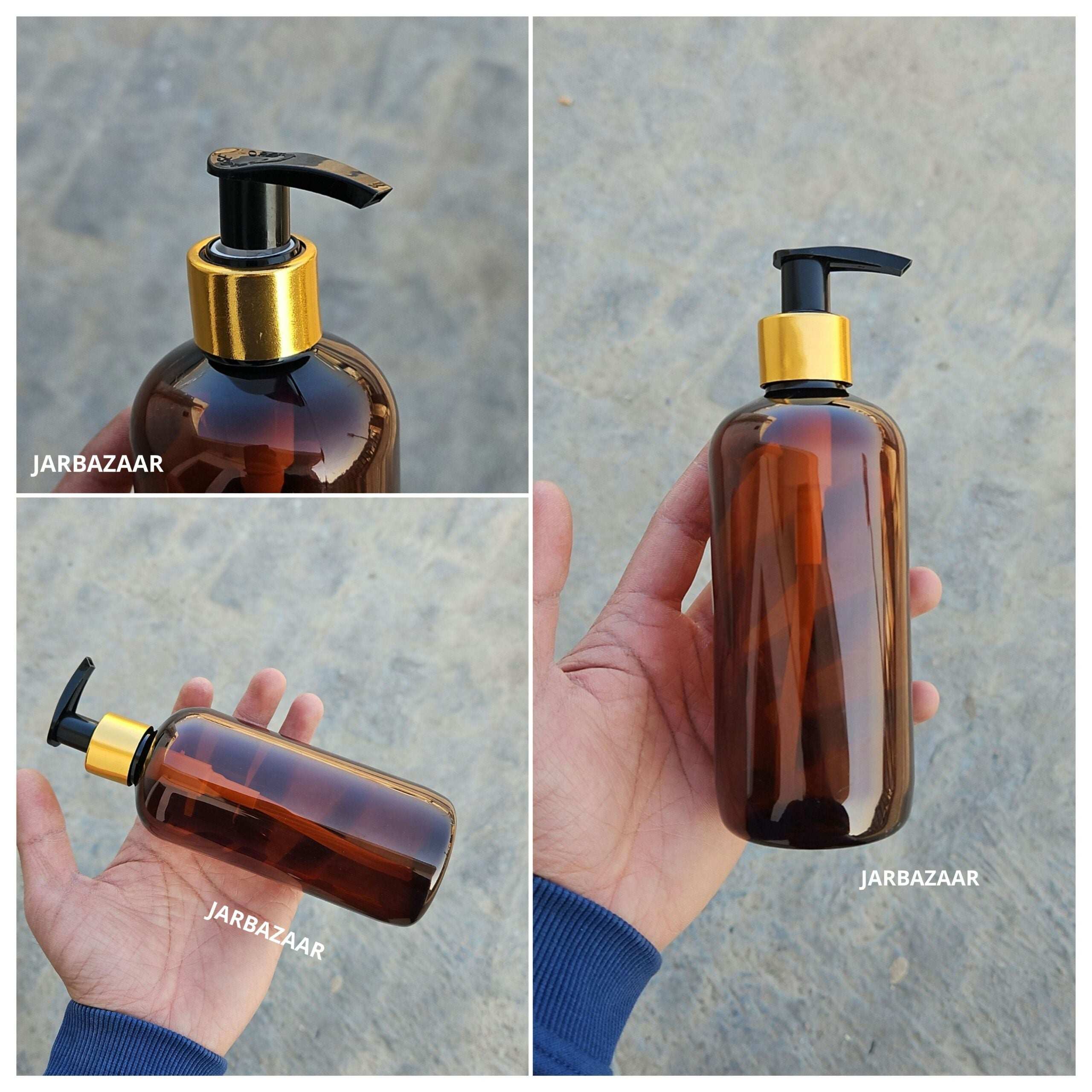 300 ML Amber Boston Dispenser Bottle (Golden Black/Golden White)