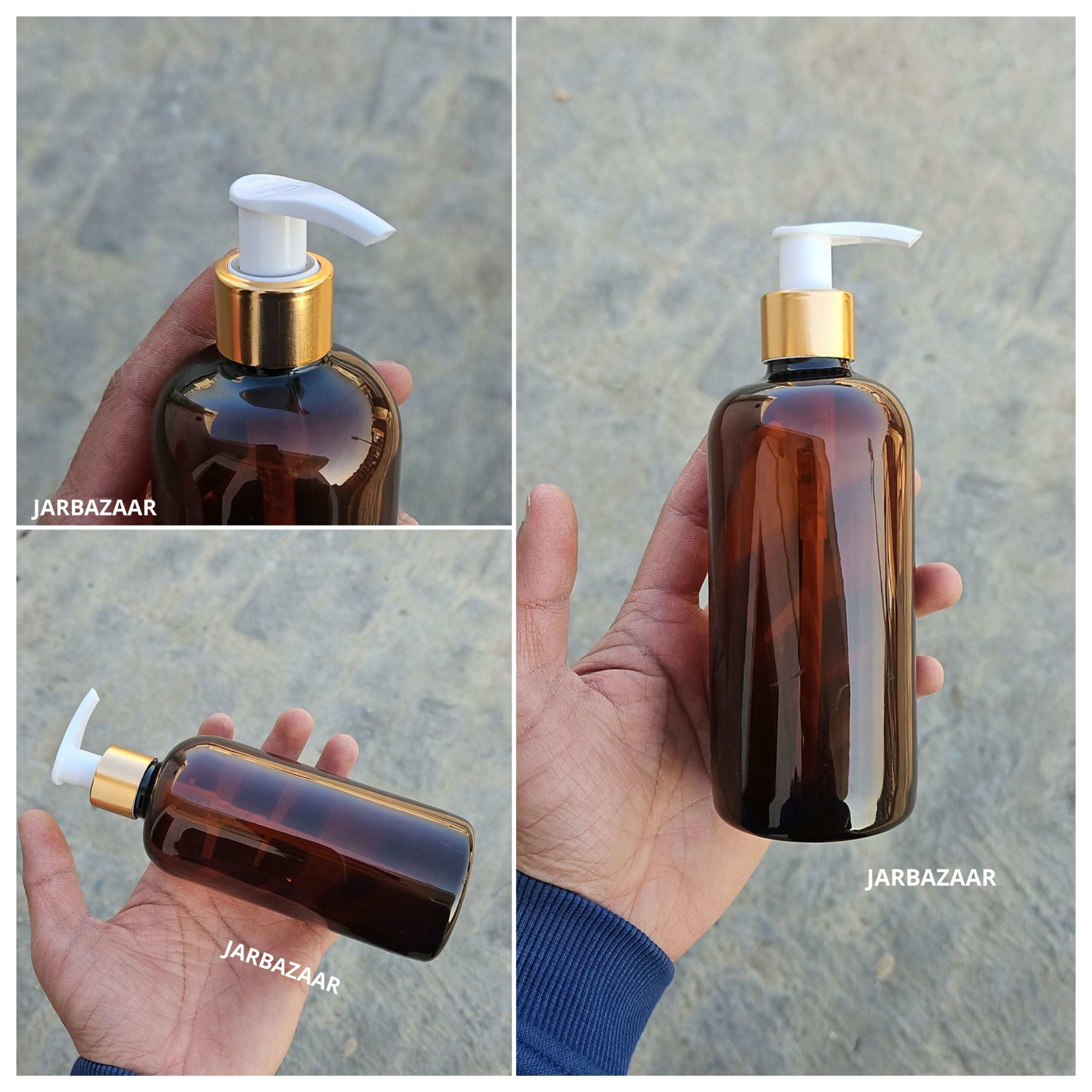 300 ML Amber Boston Dispenser Bottle (Golden Black/Golden White)