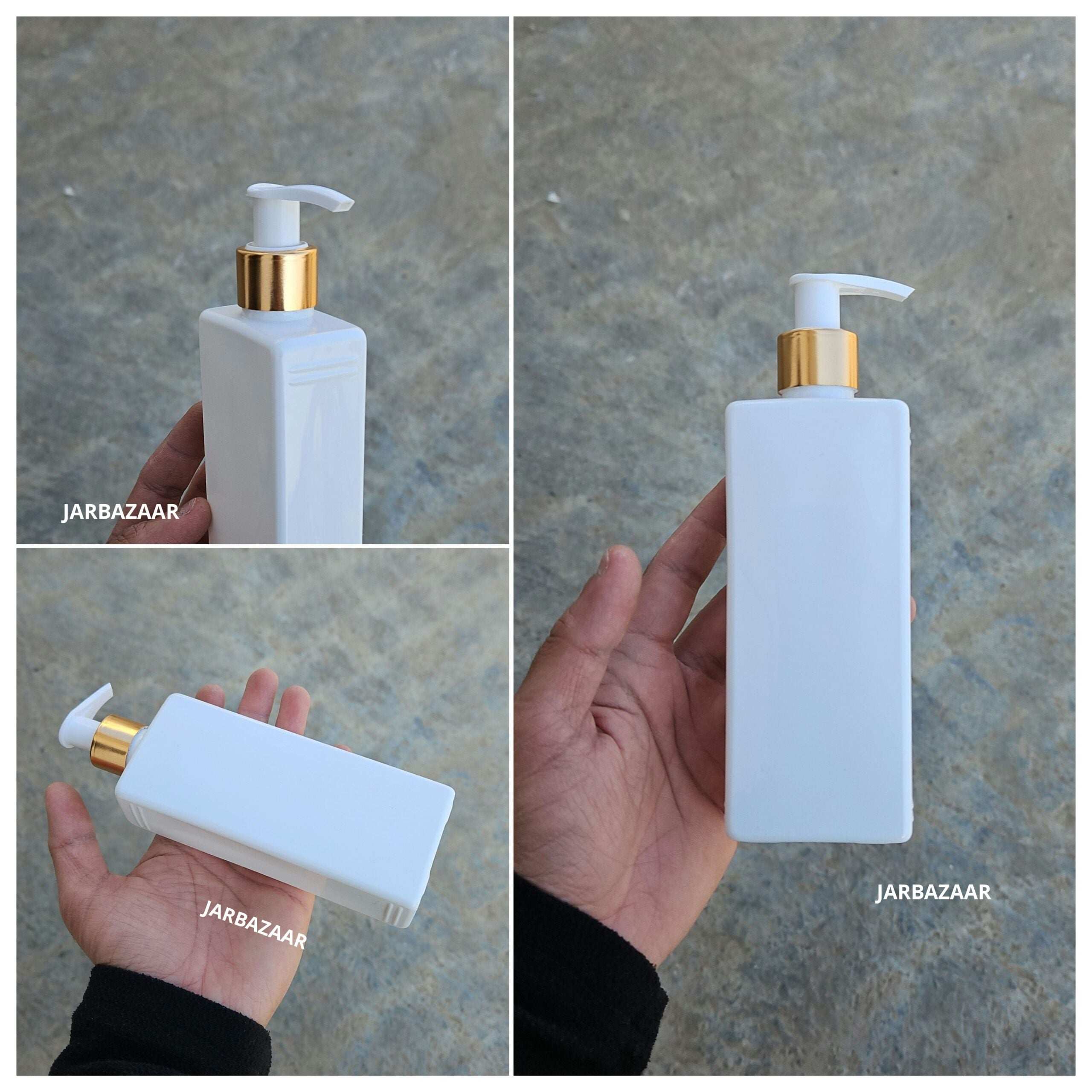 250 ML Rectangle White Dispenser Bottle (Golden Black/Golden White)