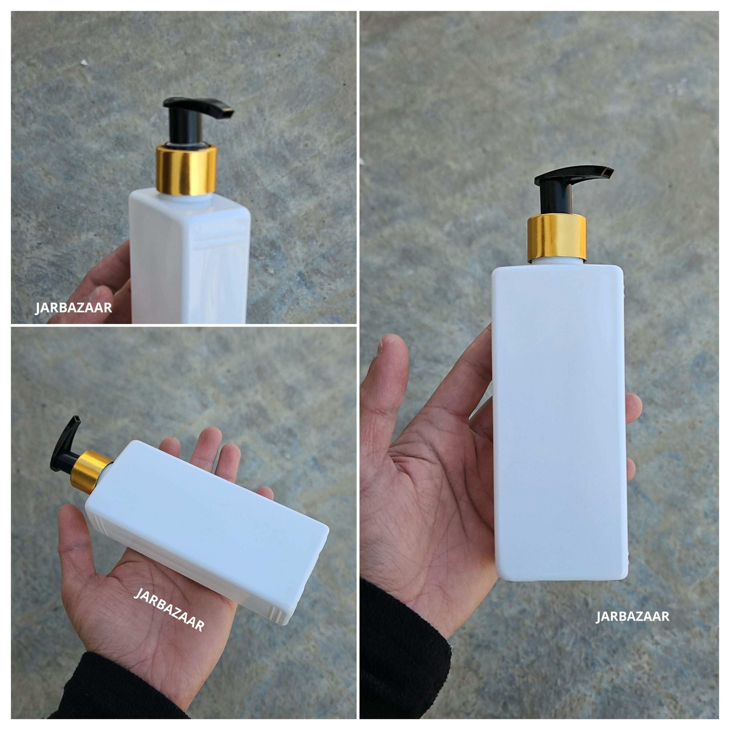 250 ML Rectangle White Dispenser Bottle (Golden Black/Golden White)
