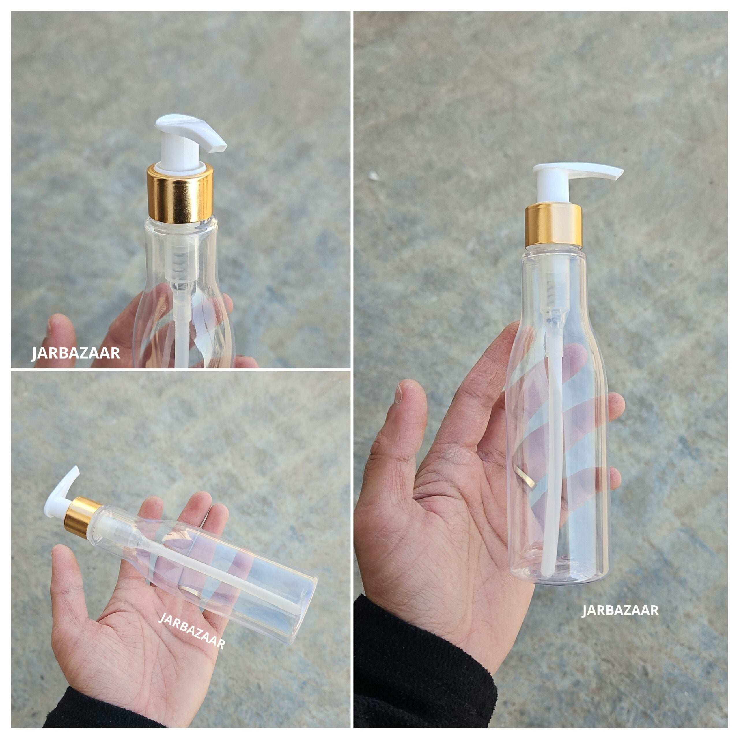 200 ML Asta Transparent Dispenser Bottle (Golden Black/Golden White)