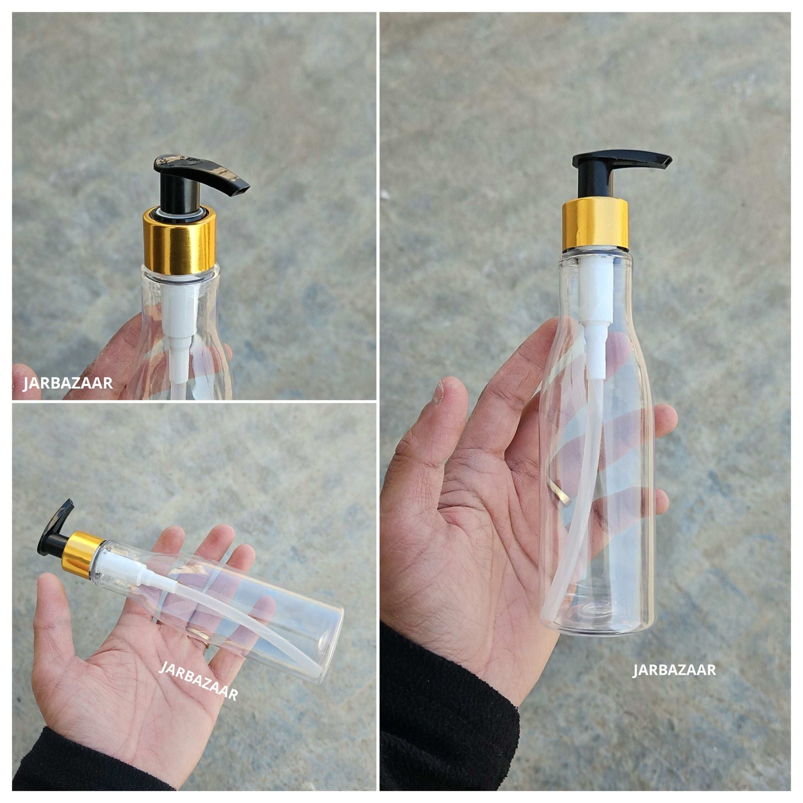 200 ML Asta Transparent Dispenser Bottle (Golden Black/Golden White)