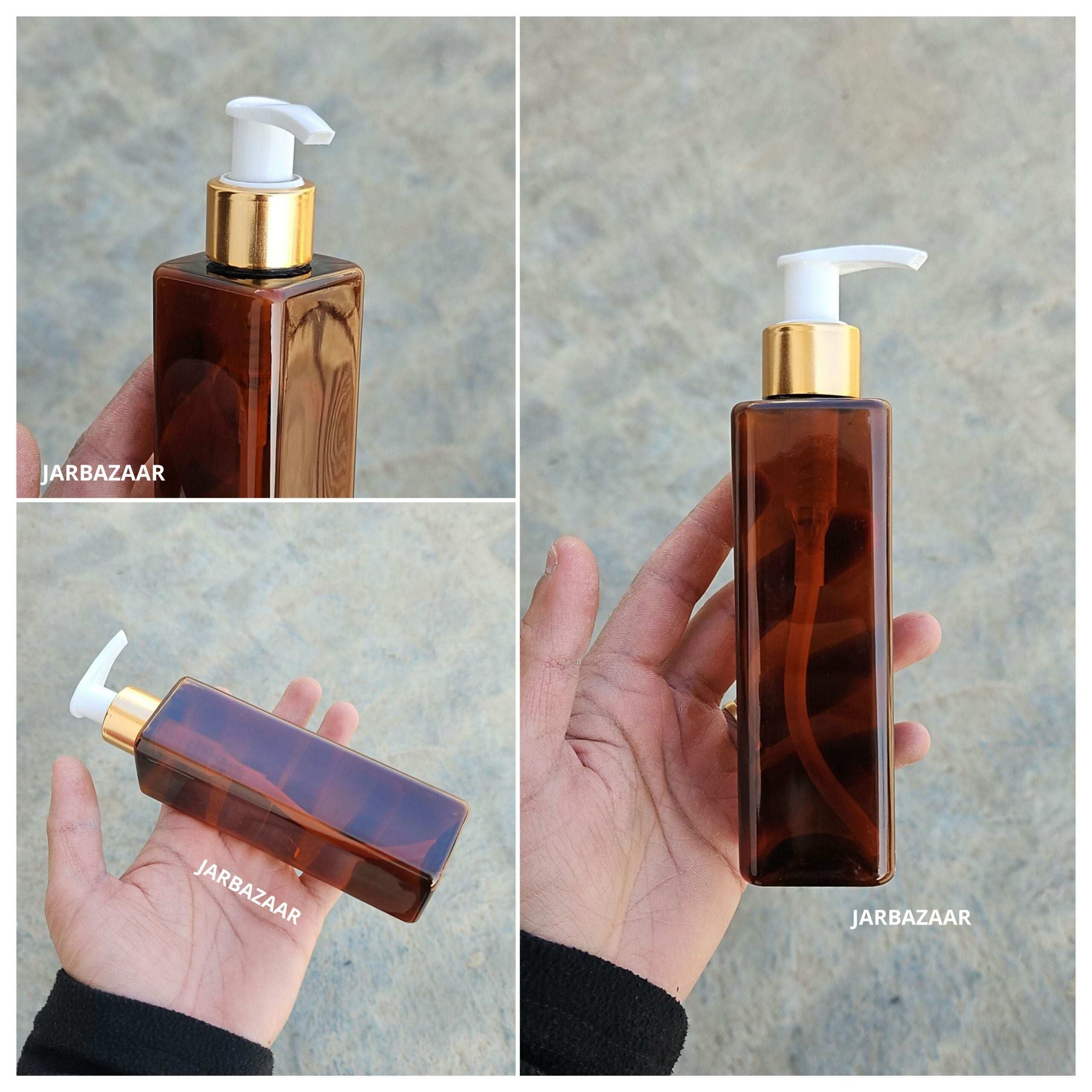 200 ML Square Amber Dispenser Bottle (Golden Black/Golden White)