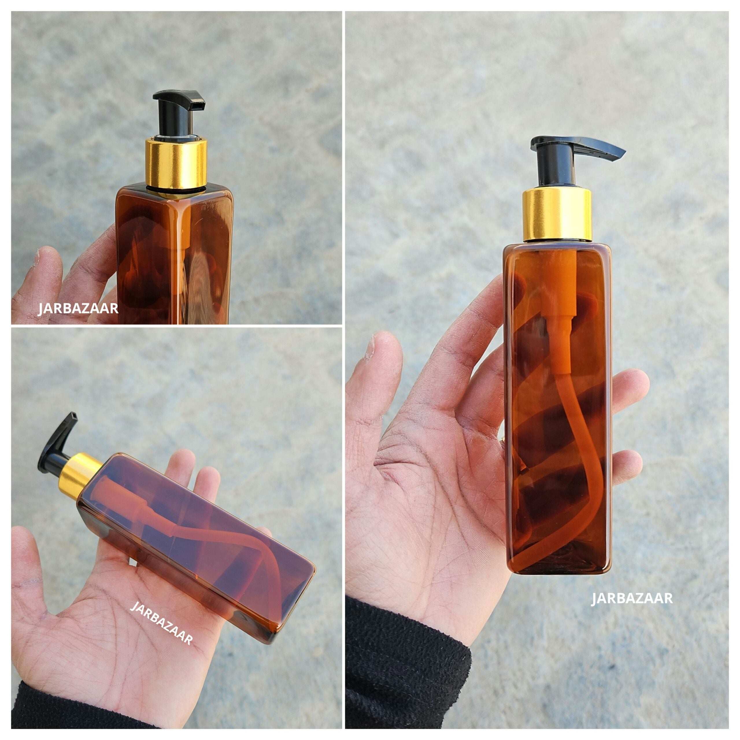 200 ML Square Amber Dispenser Bottle (Golden Black/Golden White)