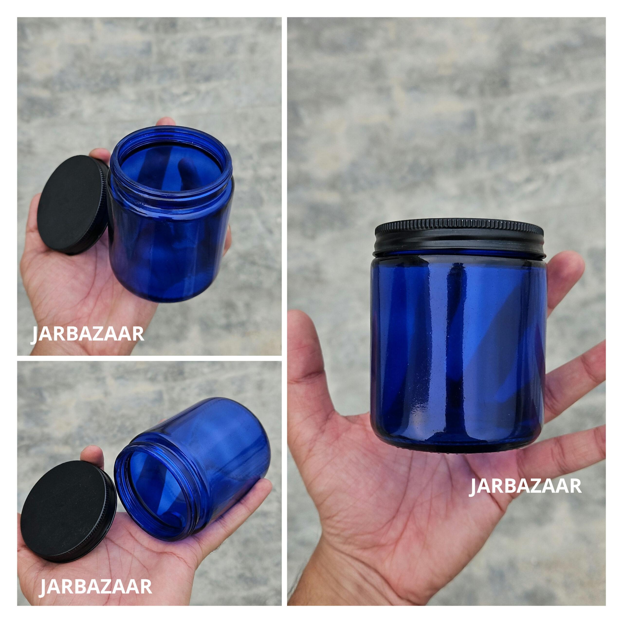 200 ML Multicolour Glass Jar (With Black Aluminium Cap)