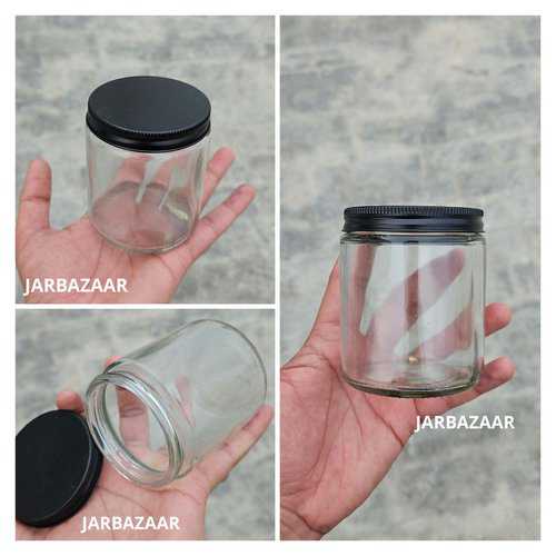 200 ML Multicolour Glass Jar (With Black Aluminium Cap)