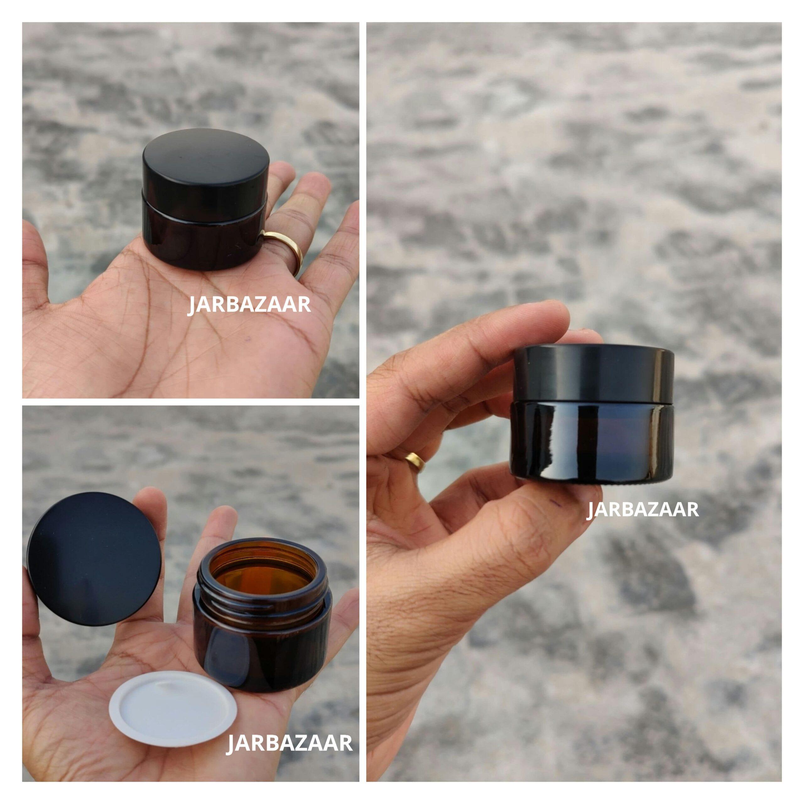 15 Gram Amber Glass Jar (Black Cap)