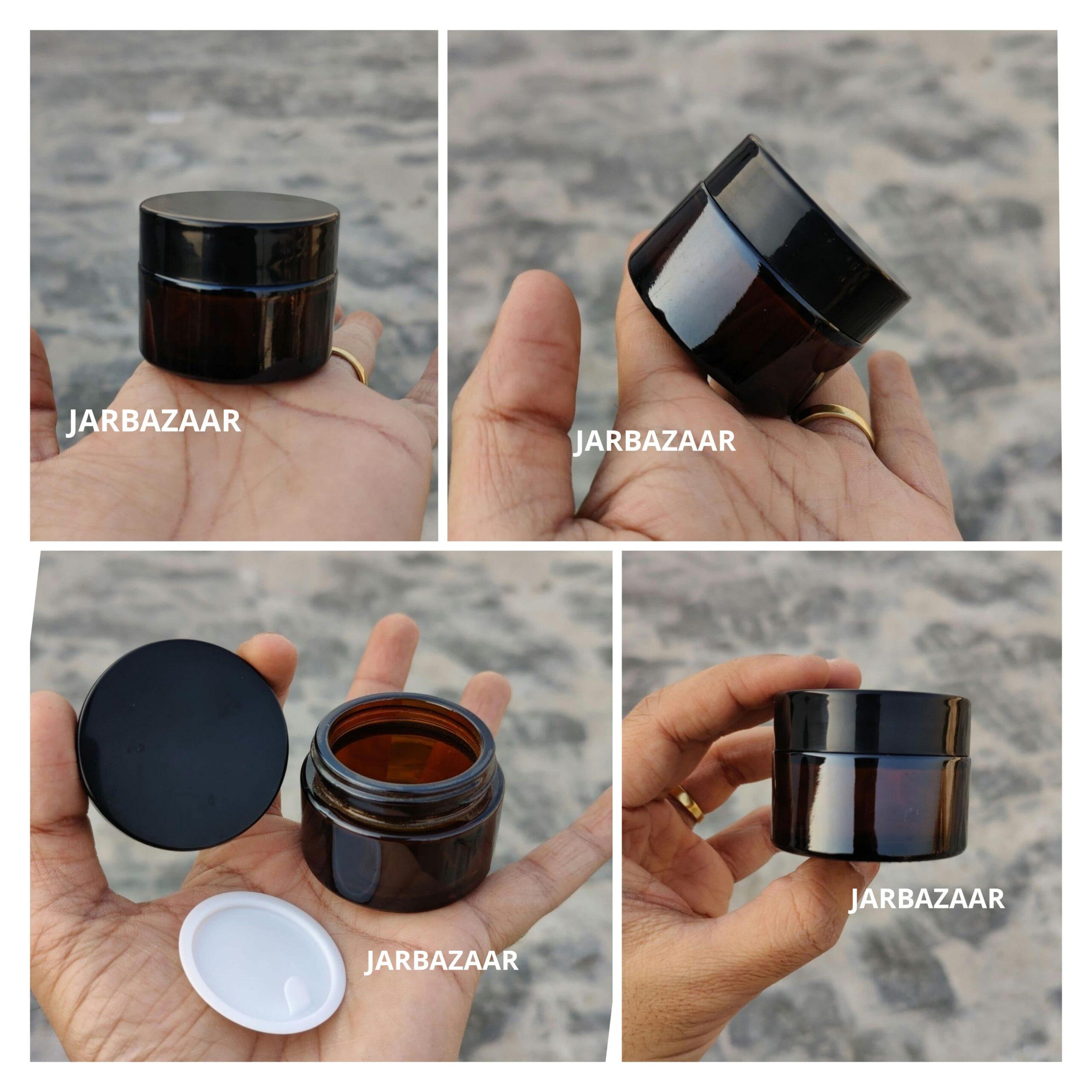 30 Gram Amber Glass Jar (Black Cap)