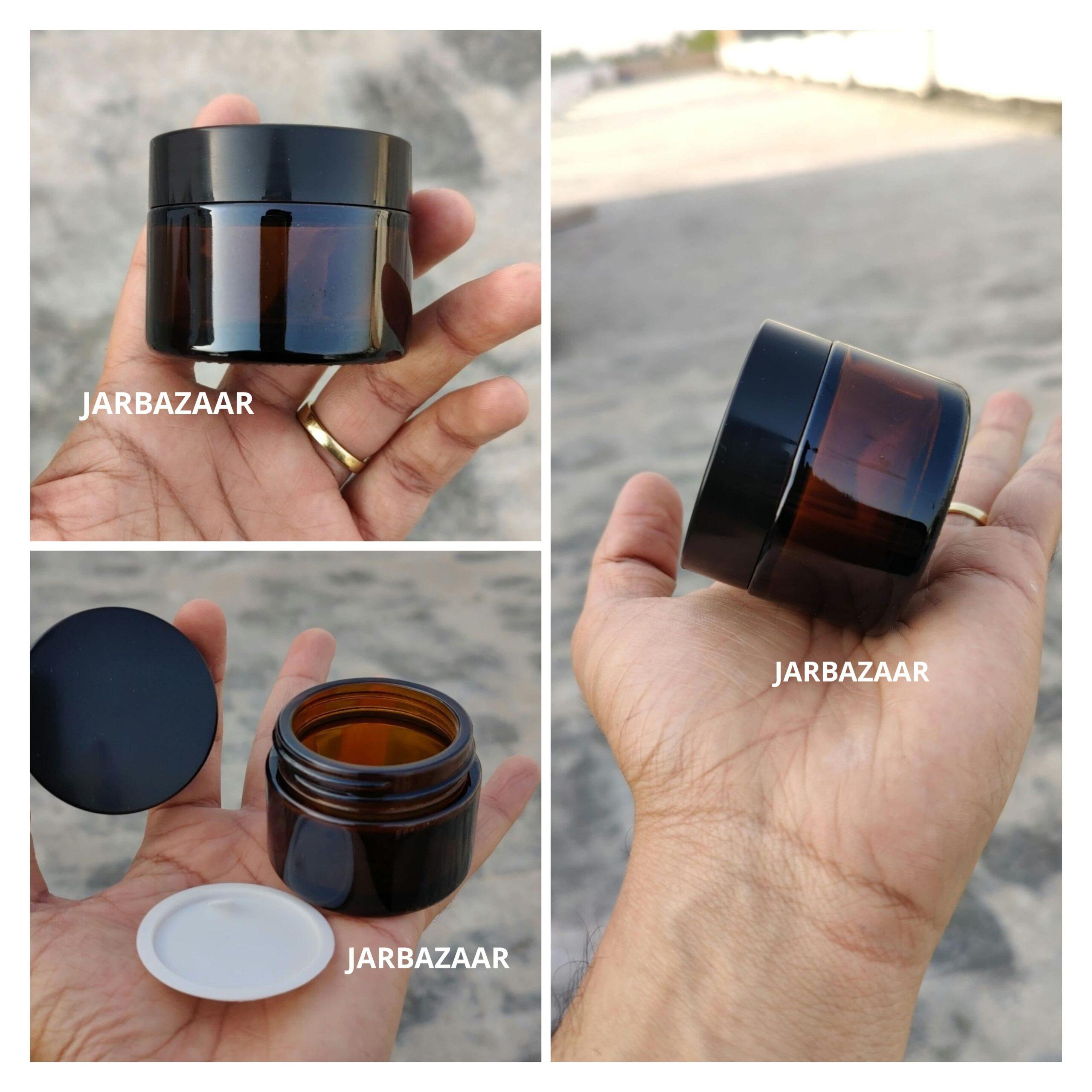 50 Gram Amber Glass Jar (Black Cap)