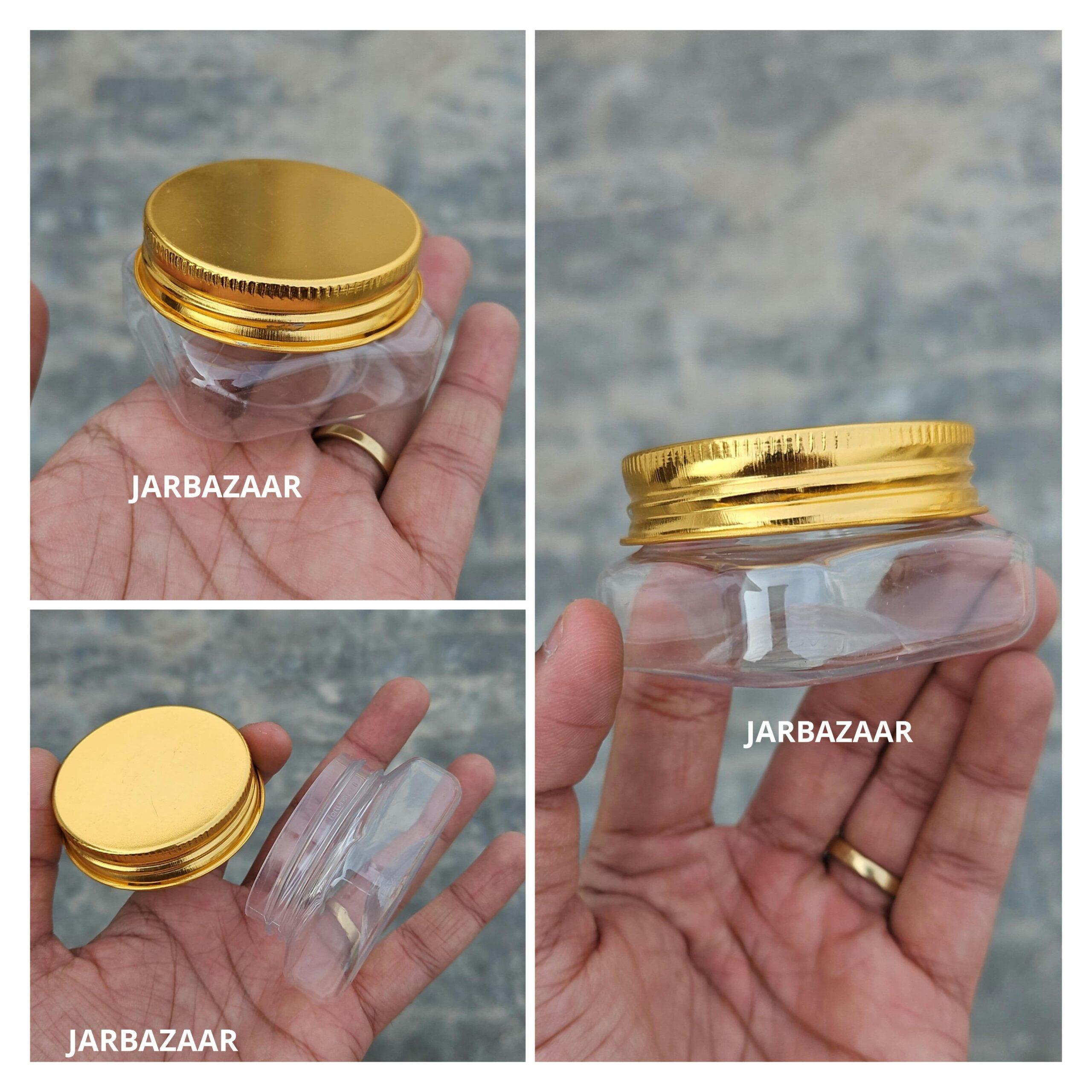 50 ML Square Pet Jar ( With Metal Caps )