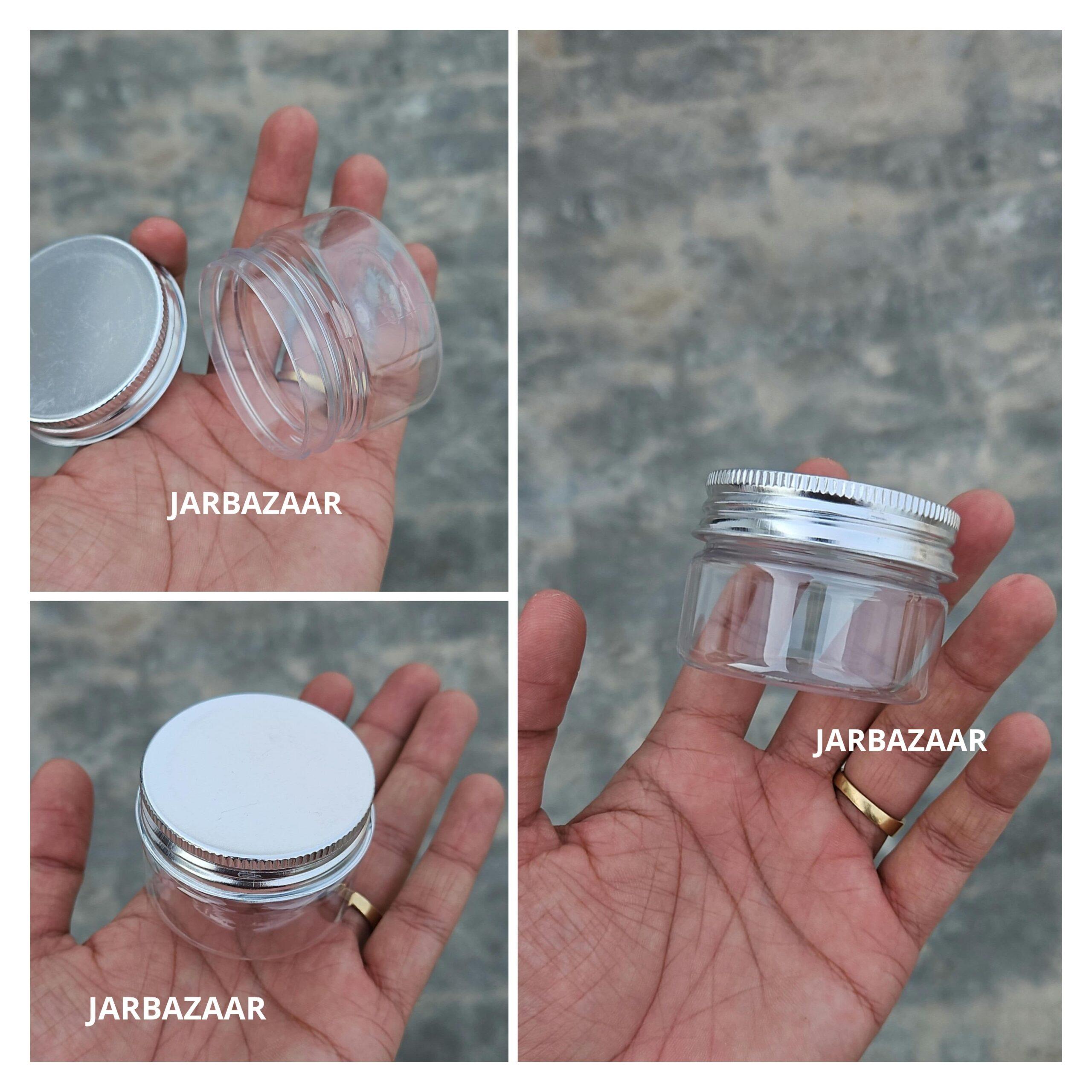 50 ML Round Pet Jar (With Metal Caps)