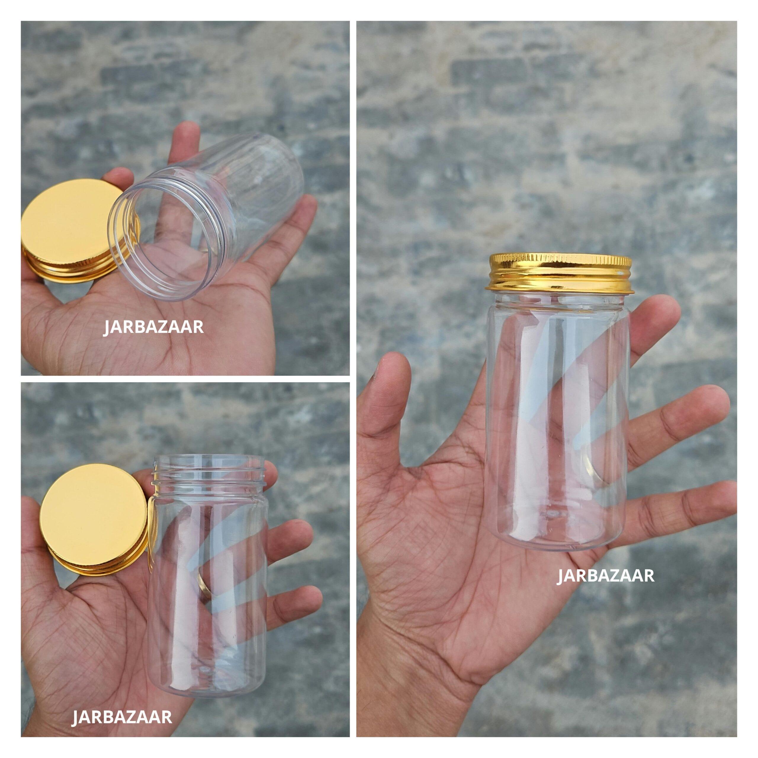 200 ML Long Pet Jar ( With Metal Caps )