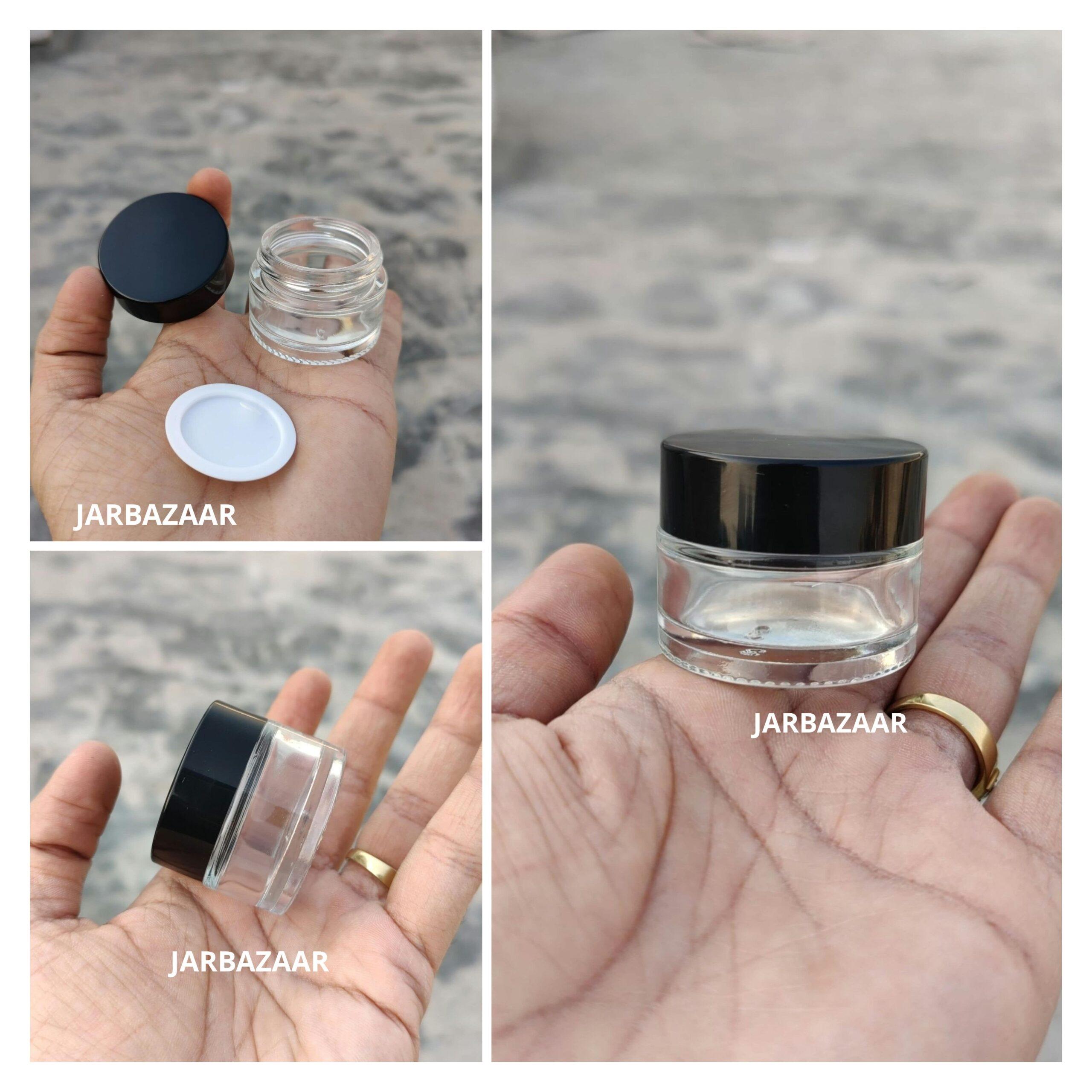 15 Gram Clear Glass Jar (Black Cap)