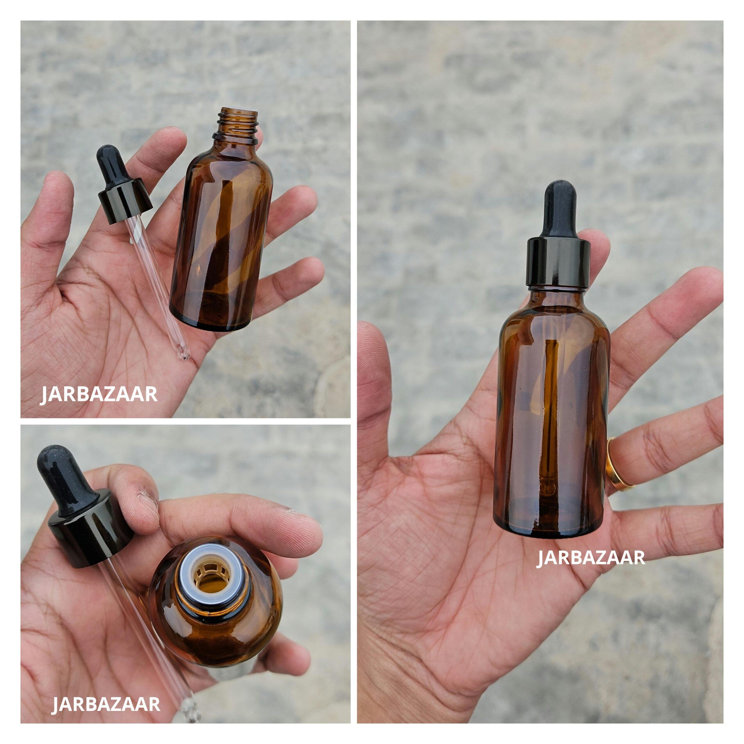 50 ML Amber Glass Dropper Bottles
