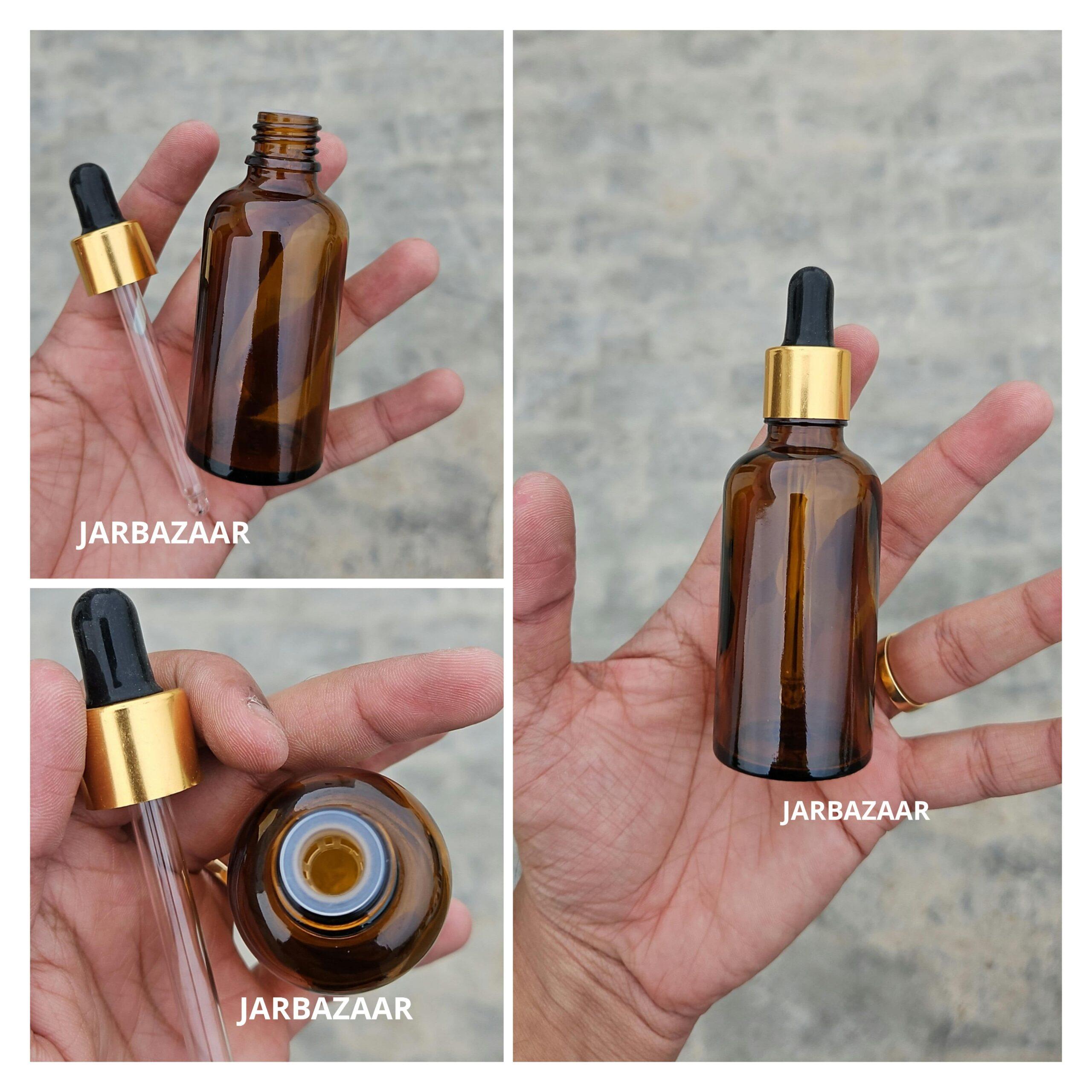 50 ML Amber Glass Dropper Bottles
