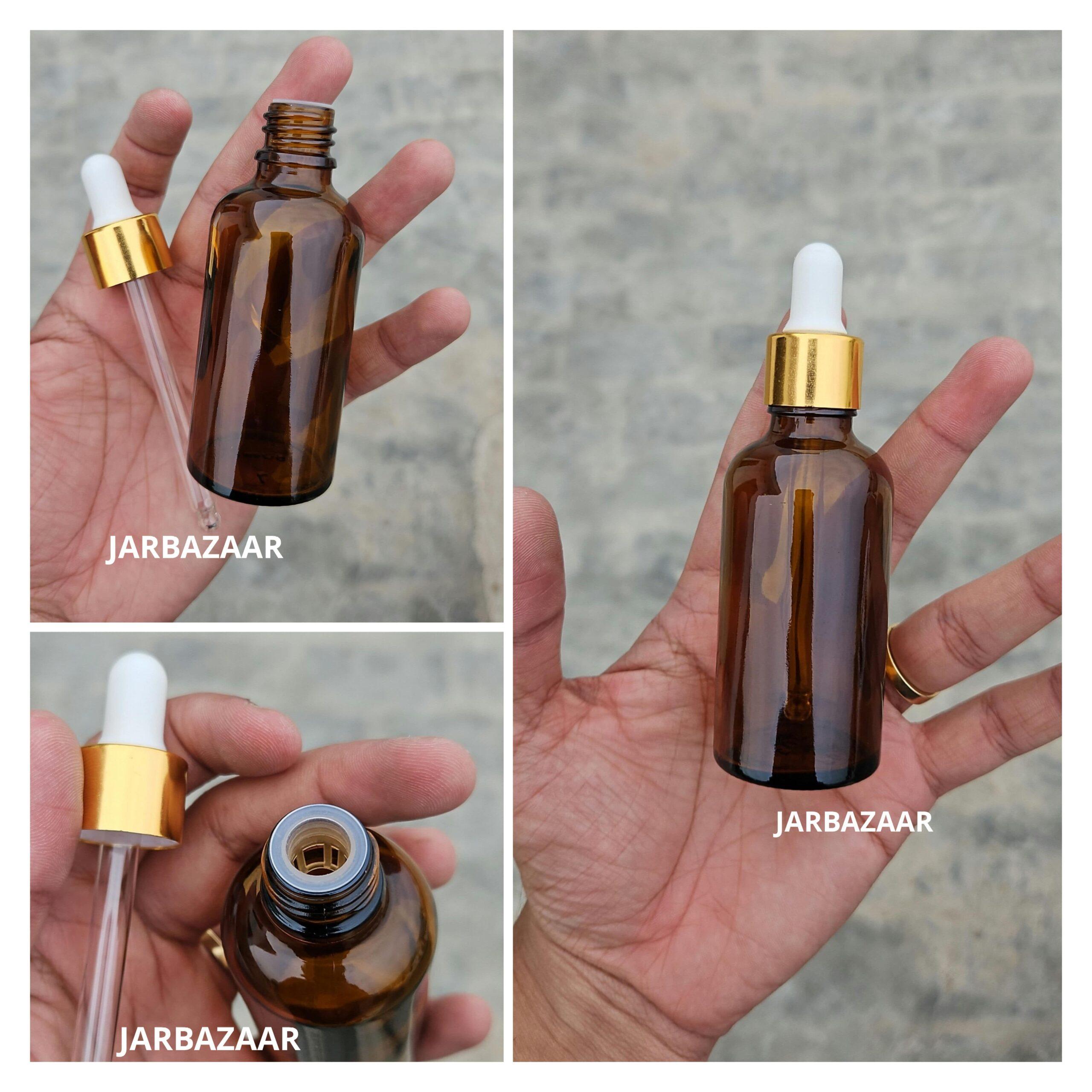 50 ML Amber Glass Dropper Bottles
