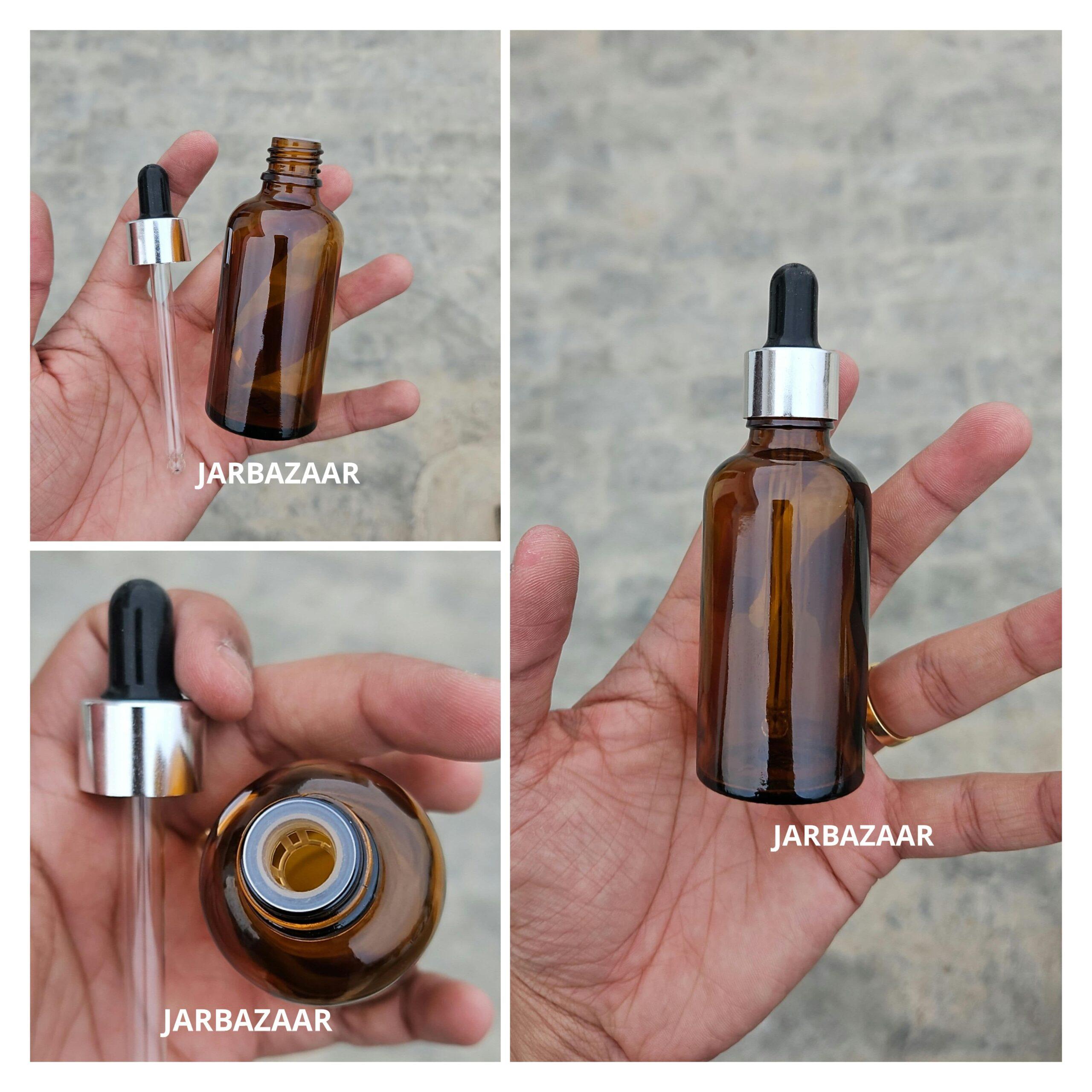 50 ML Amber Glass Dropper Bottles