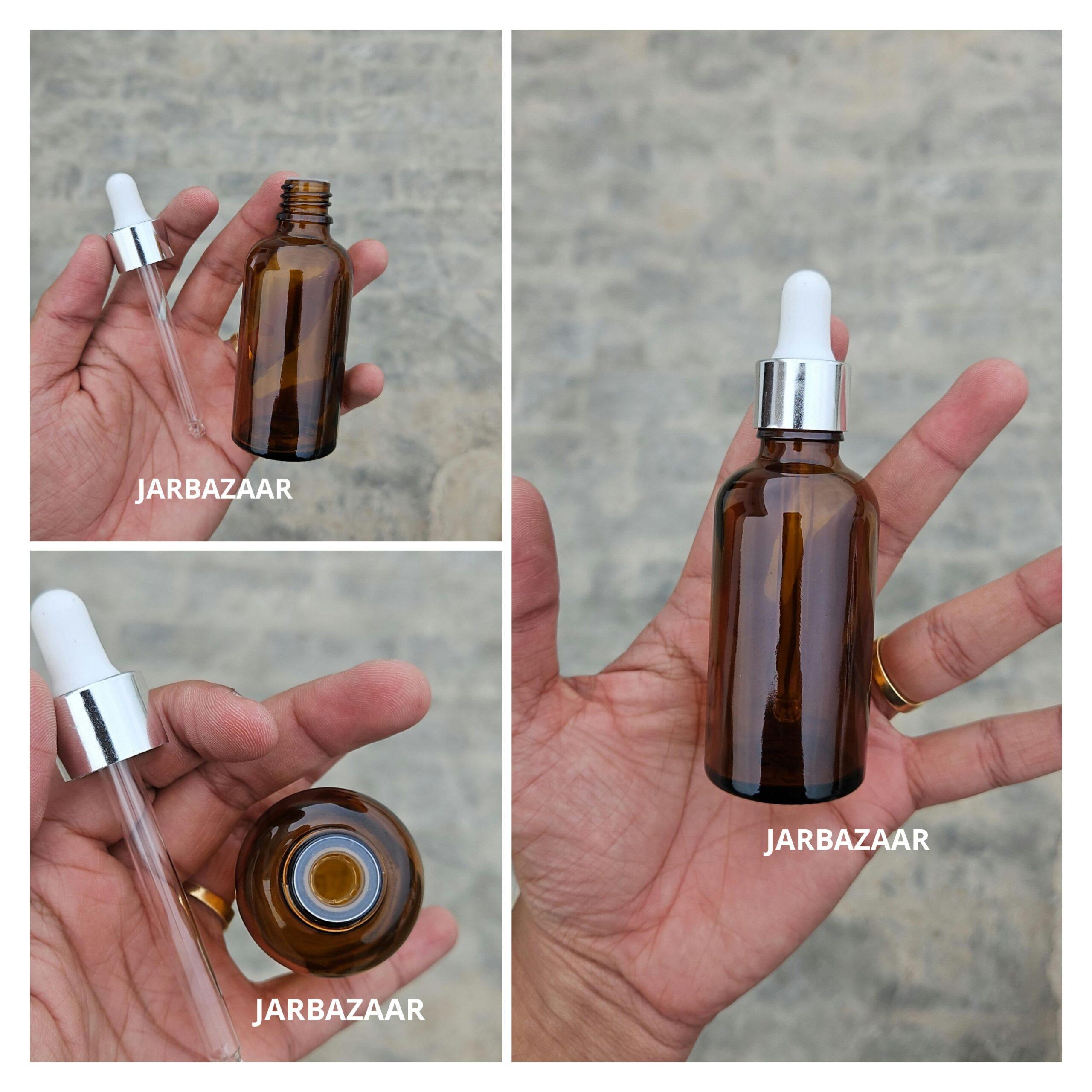 50 ML Amber Glass Dropper Bottles