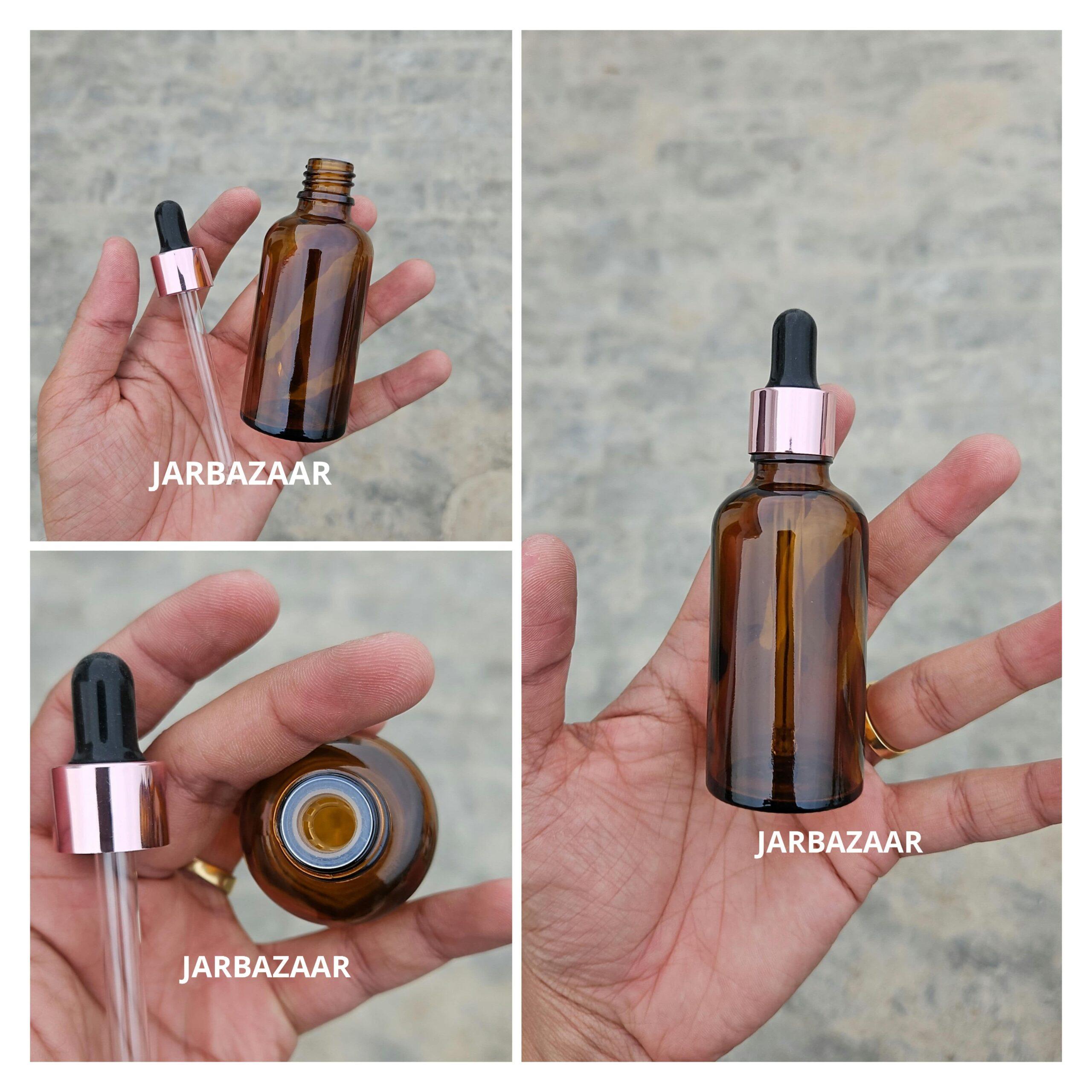 50 ML Amber Glass Dropper Bottles
