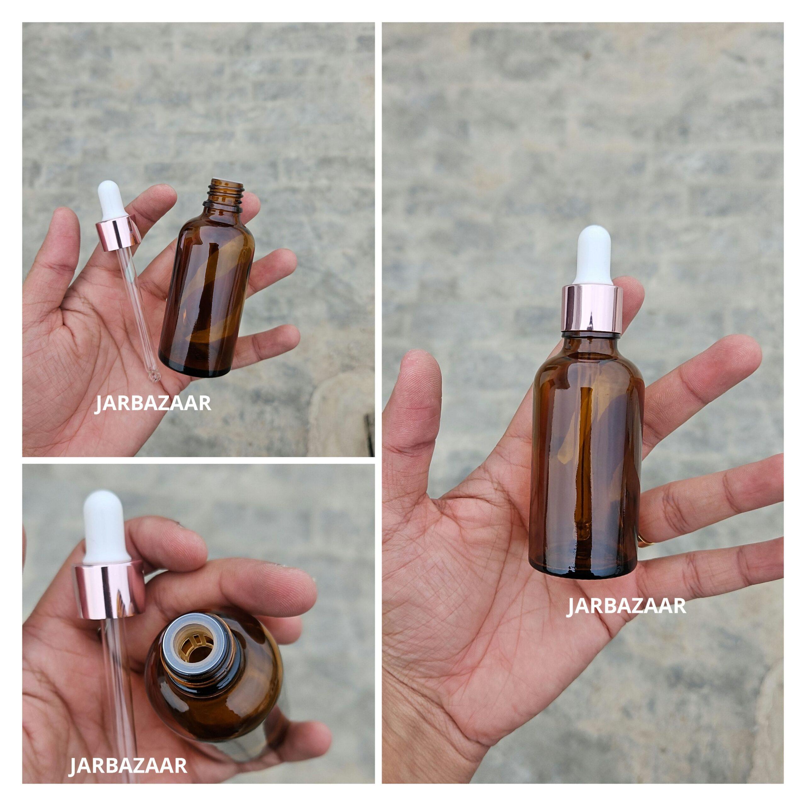 50 ML Amber Glass Dropper Bottles
