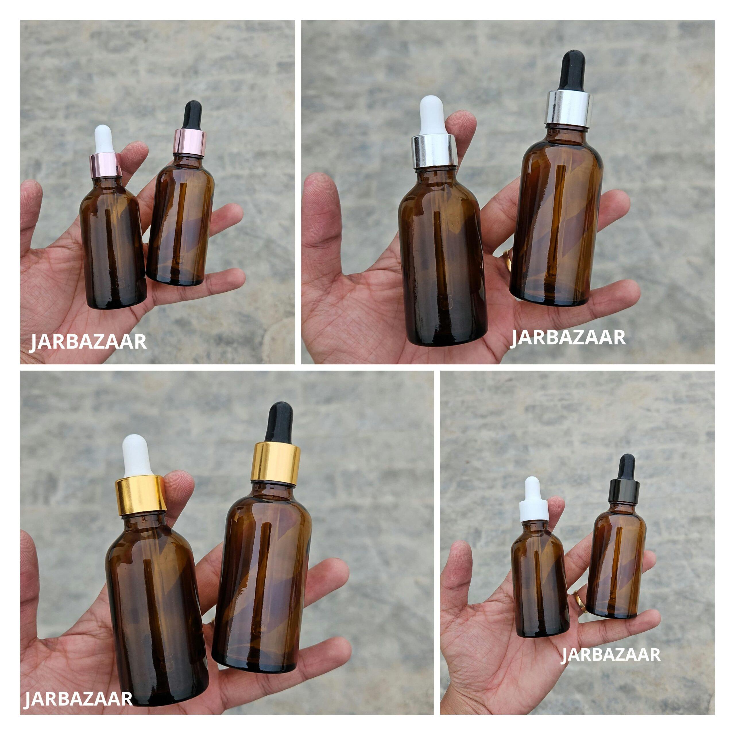 50 ML Amber Glass Dropper Bottles