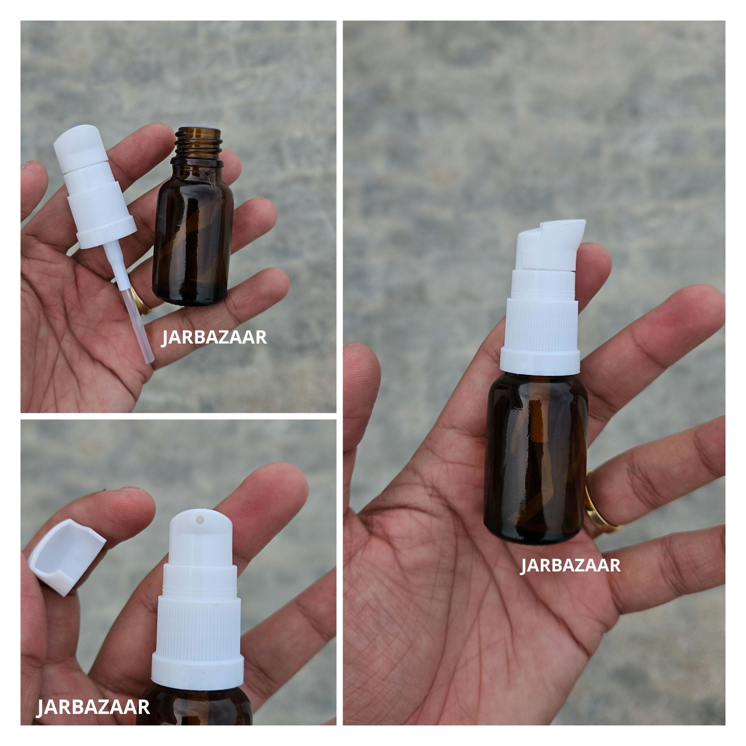 15 ML Amber Glass Bottle With Serum Pump (Type 2)