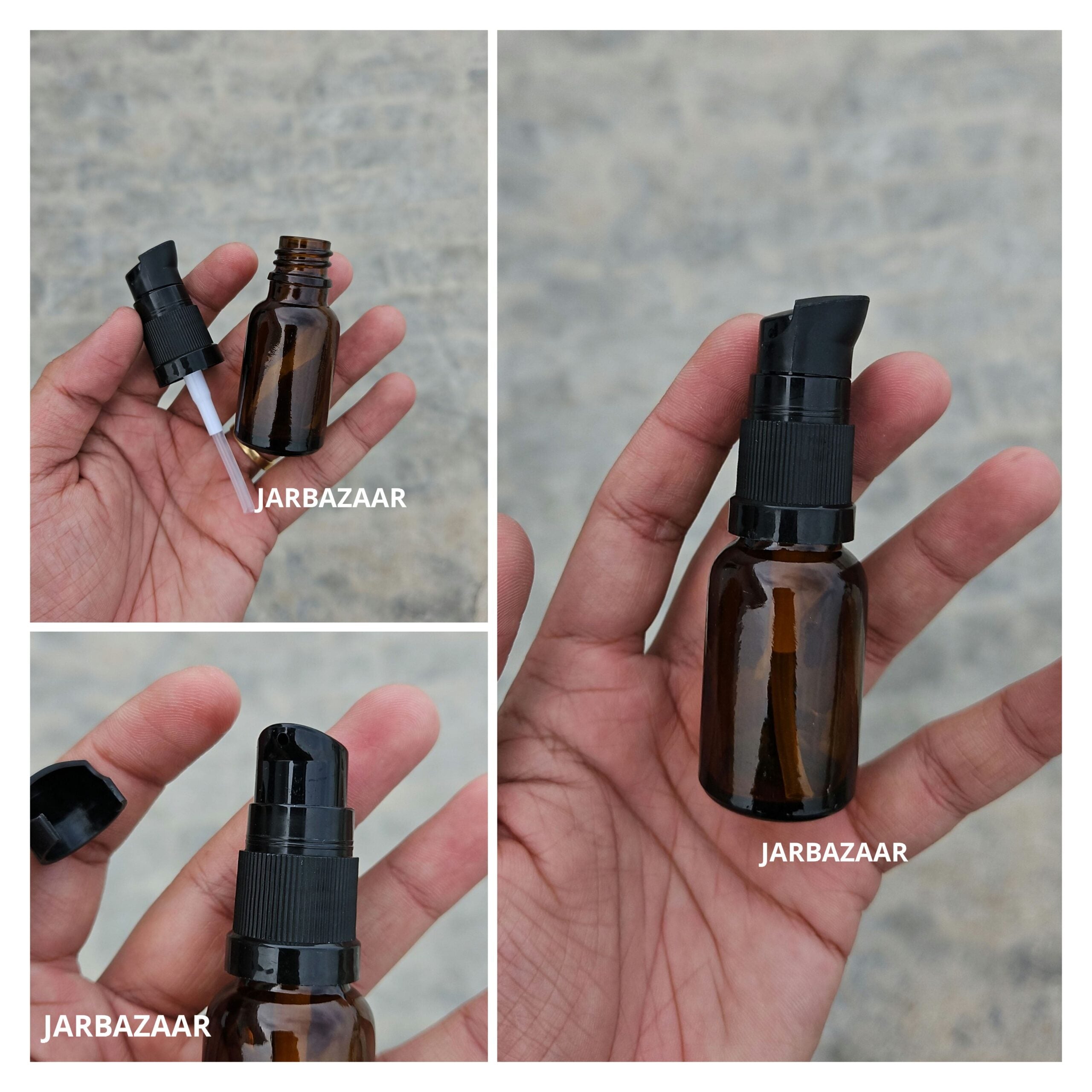 15 ML Amber Glass Bottle With Serum Pump (Type 2)