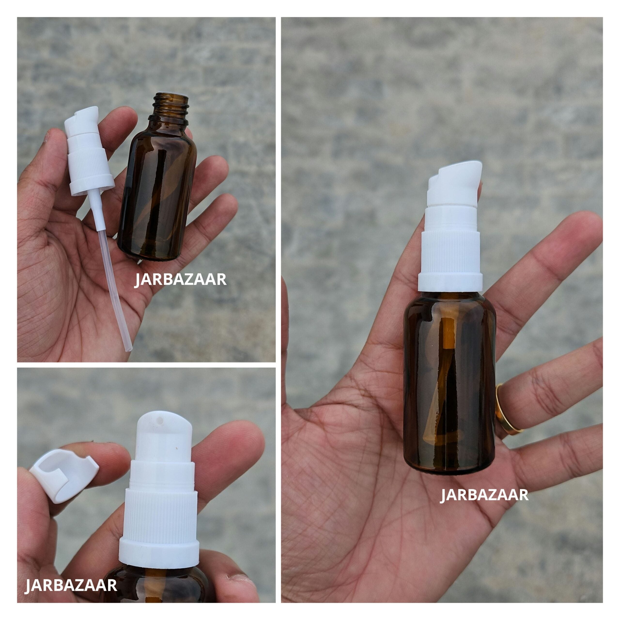 30 ML Amber Glass Bottle With Serum Pump (Type 2)