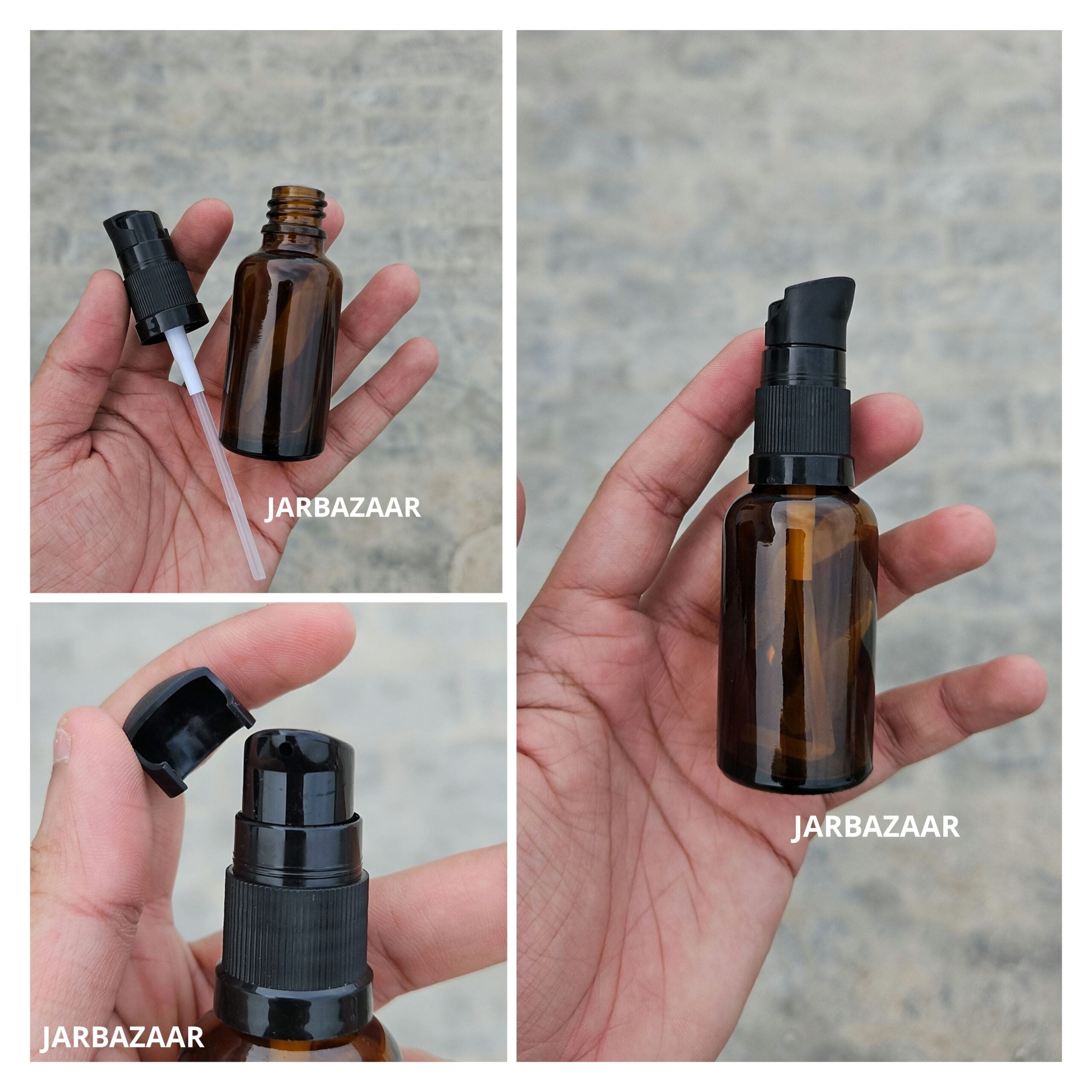 30 ML Amber Glass Bottle With Serum Pump (Type 2)