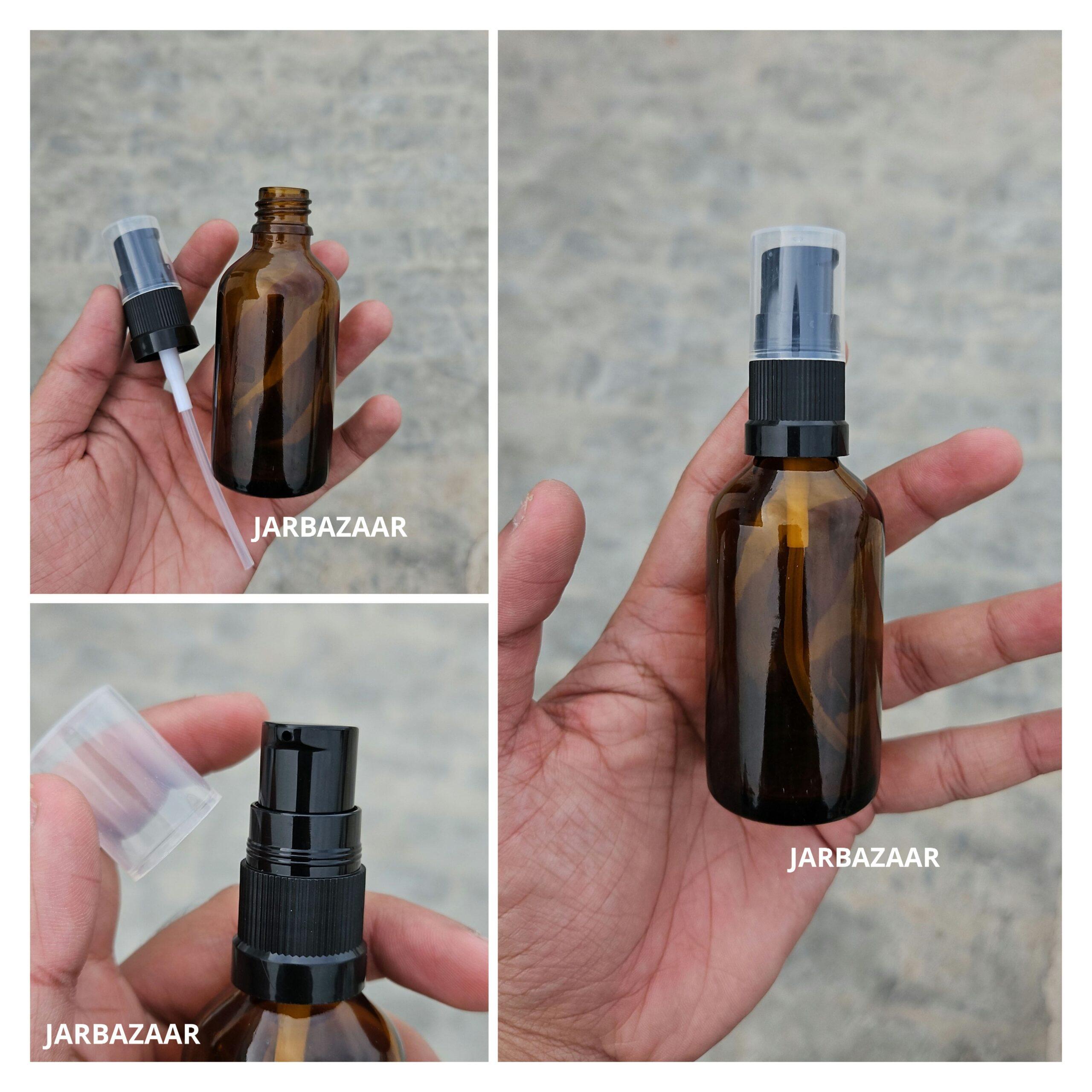 50 ML Amber Glass Bottle With Serum Pump (Type1)