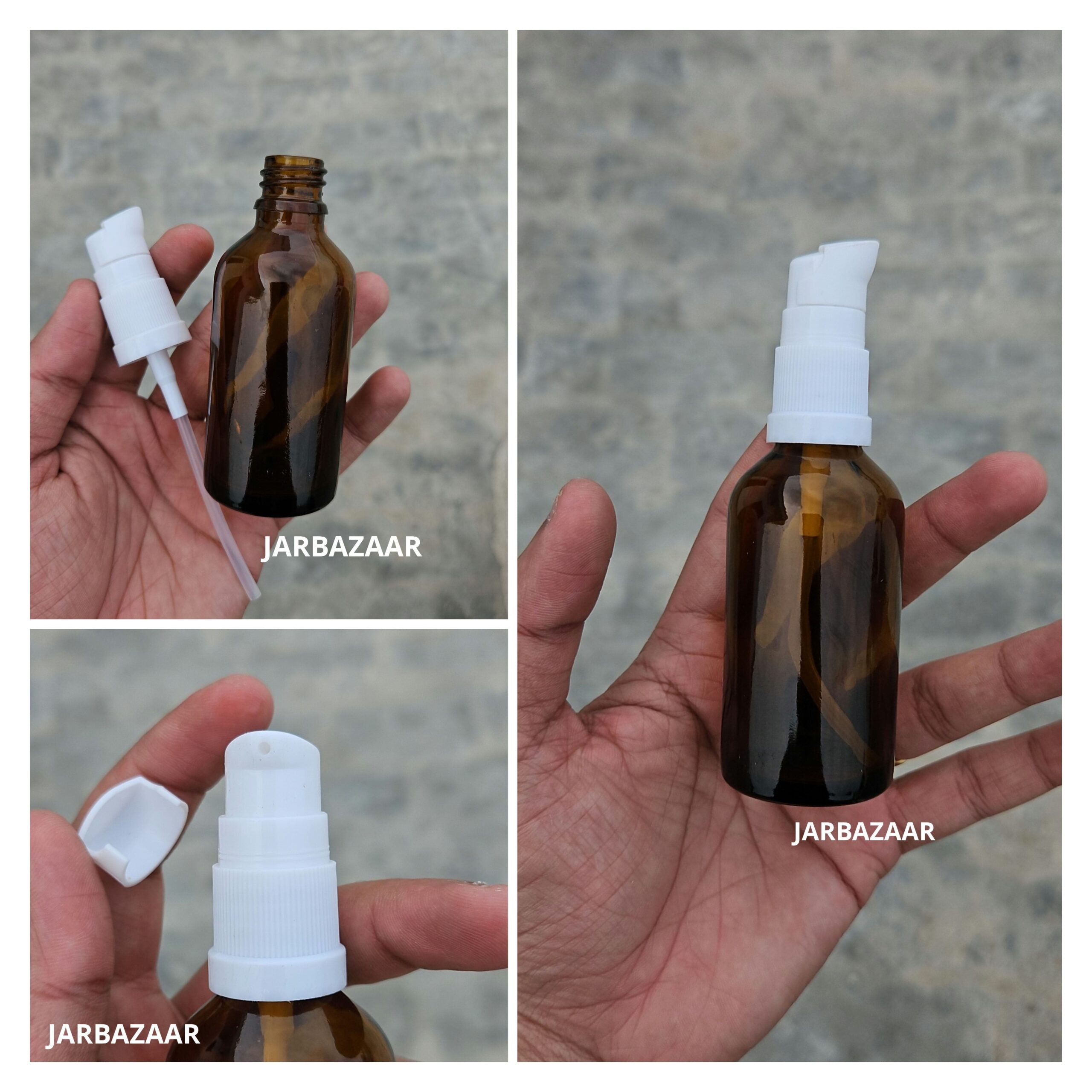 50 ML Amber Glass Bottle With Serum Pump (Type 2)