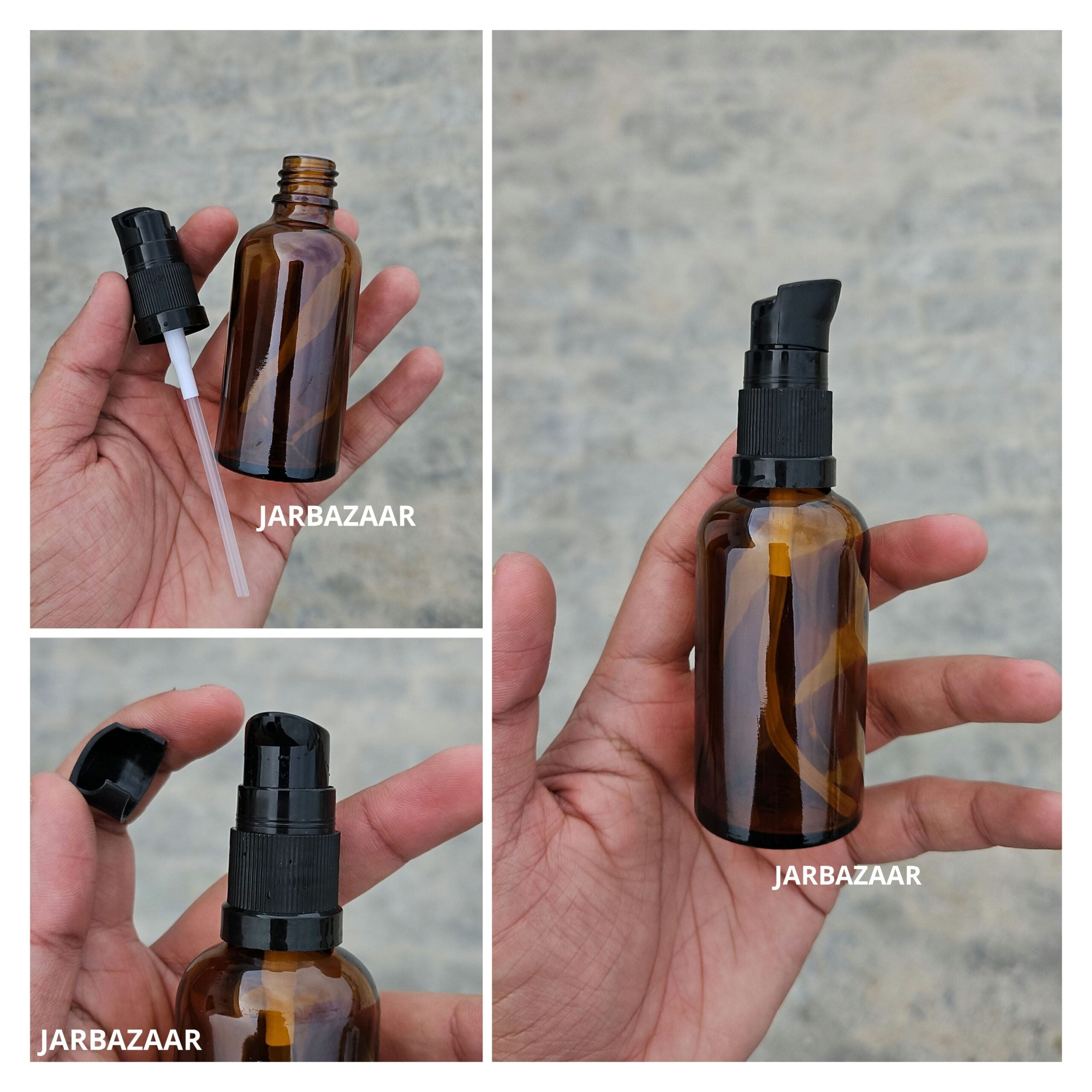 50 ML Amber Glass Bottle With Serum Pump (Type 2)
