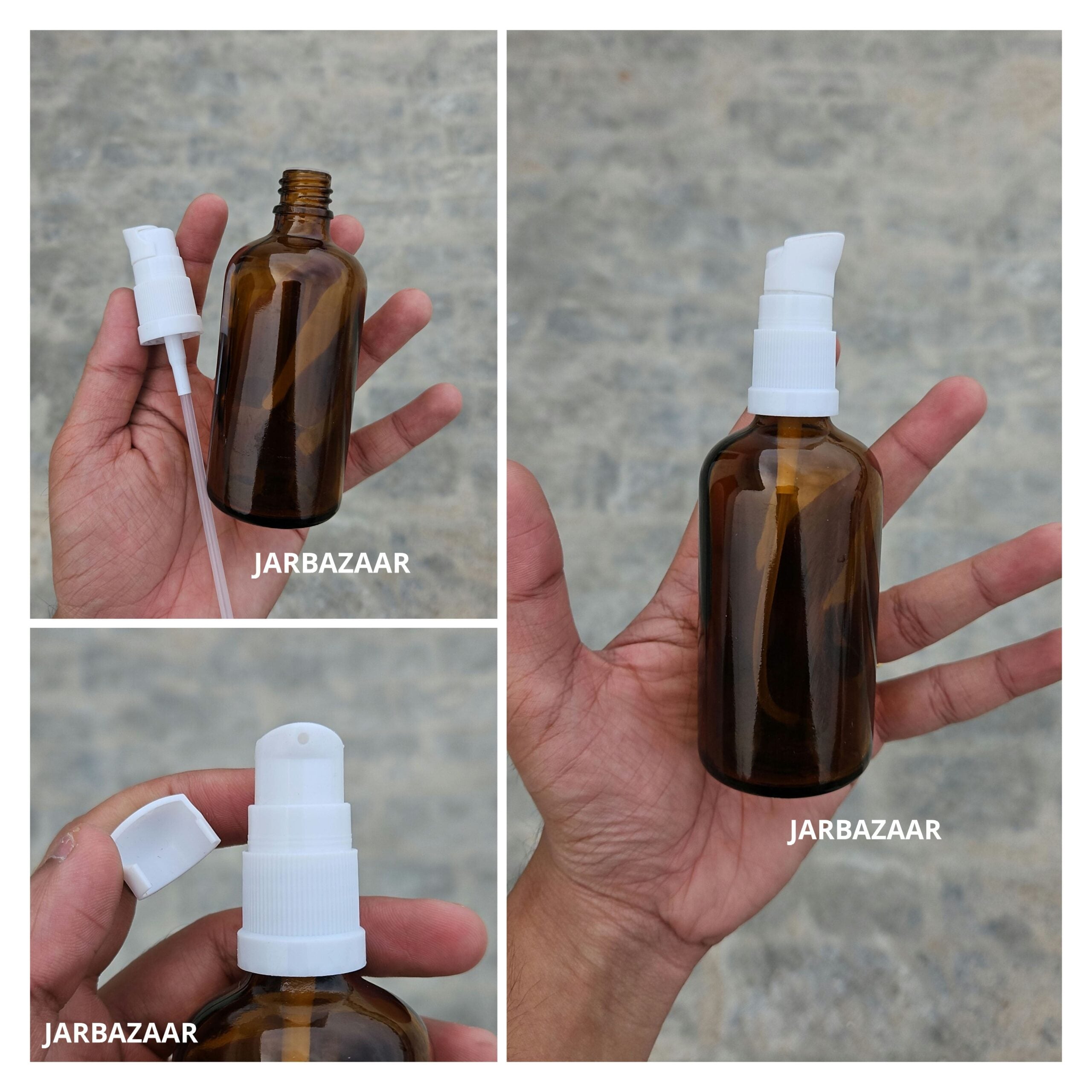 100 ML Amber Glass Bottle With Serum Pump (Type 2)