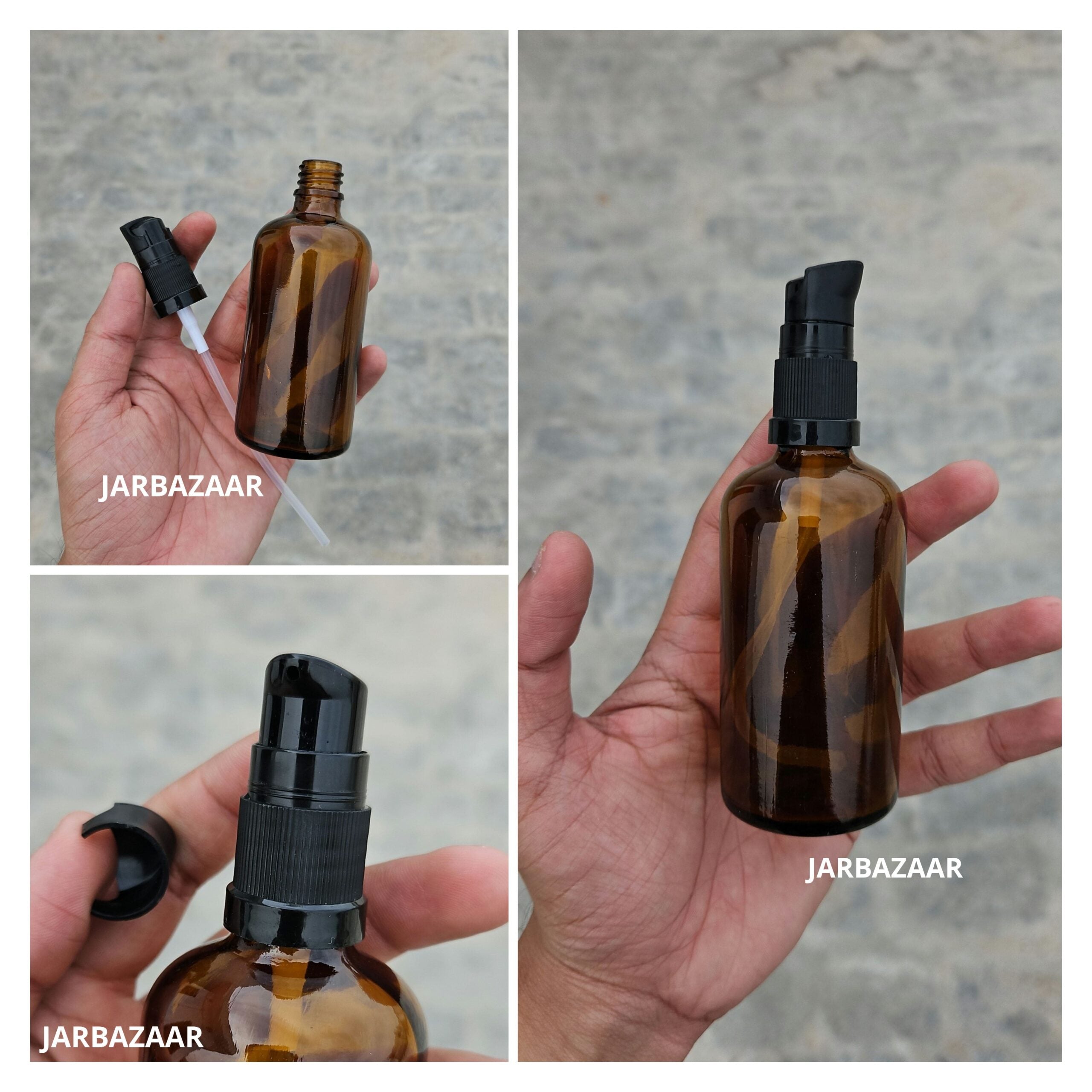100 ML Amber Glass Bottle With Serum Pump (Type 2)