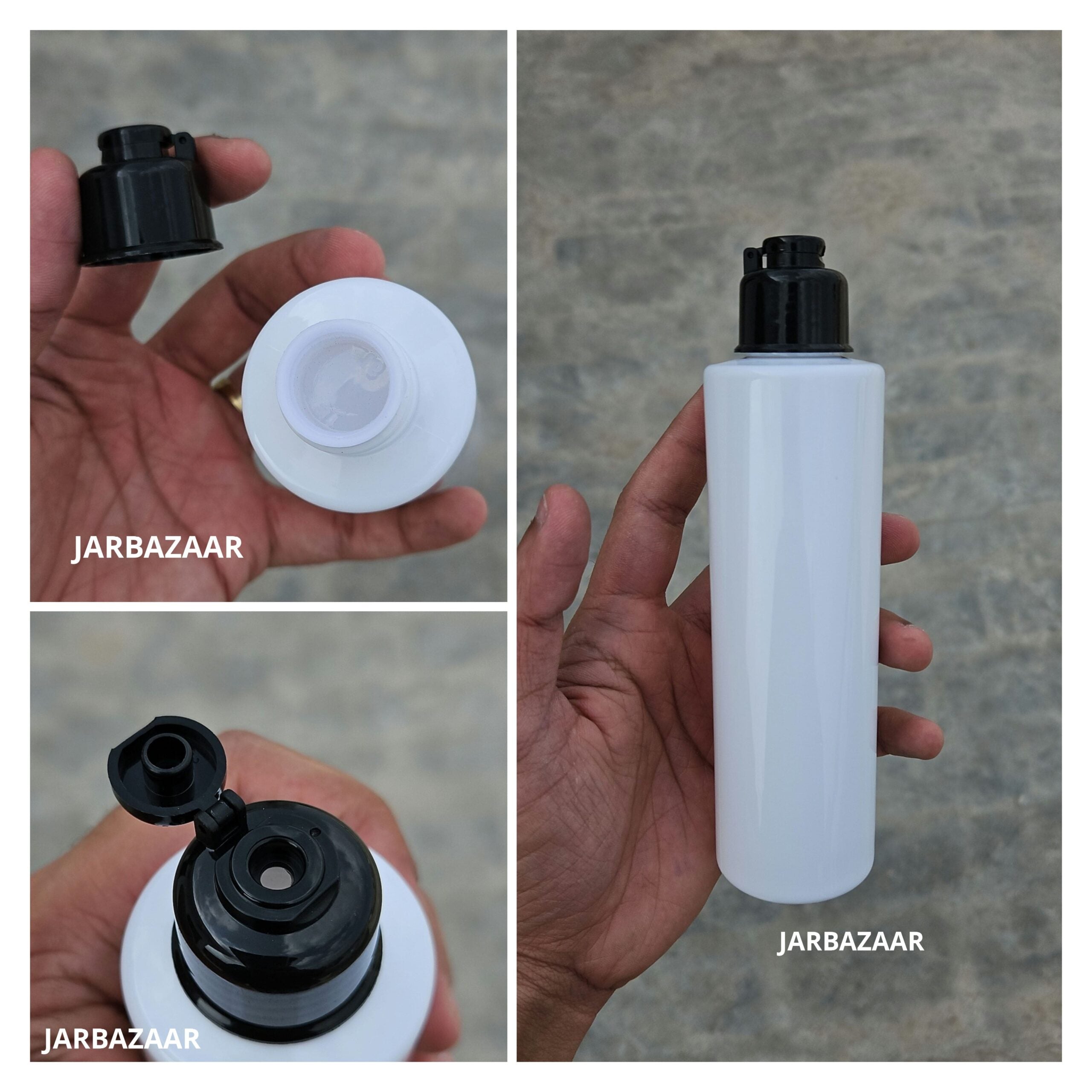 200 ML Sleek White Fliptop Bottle