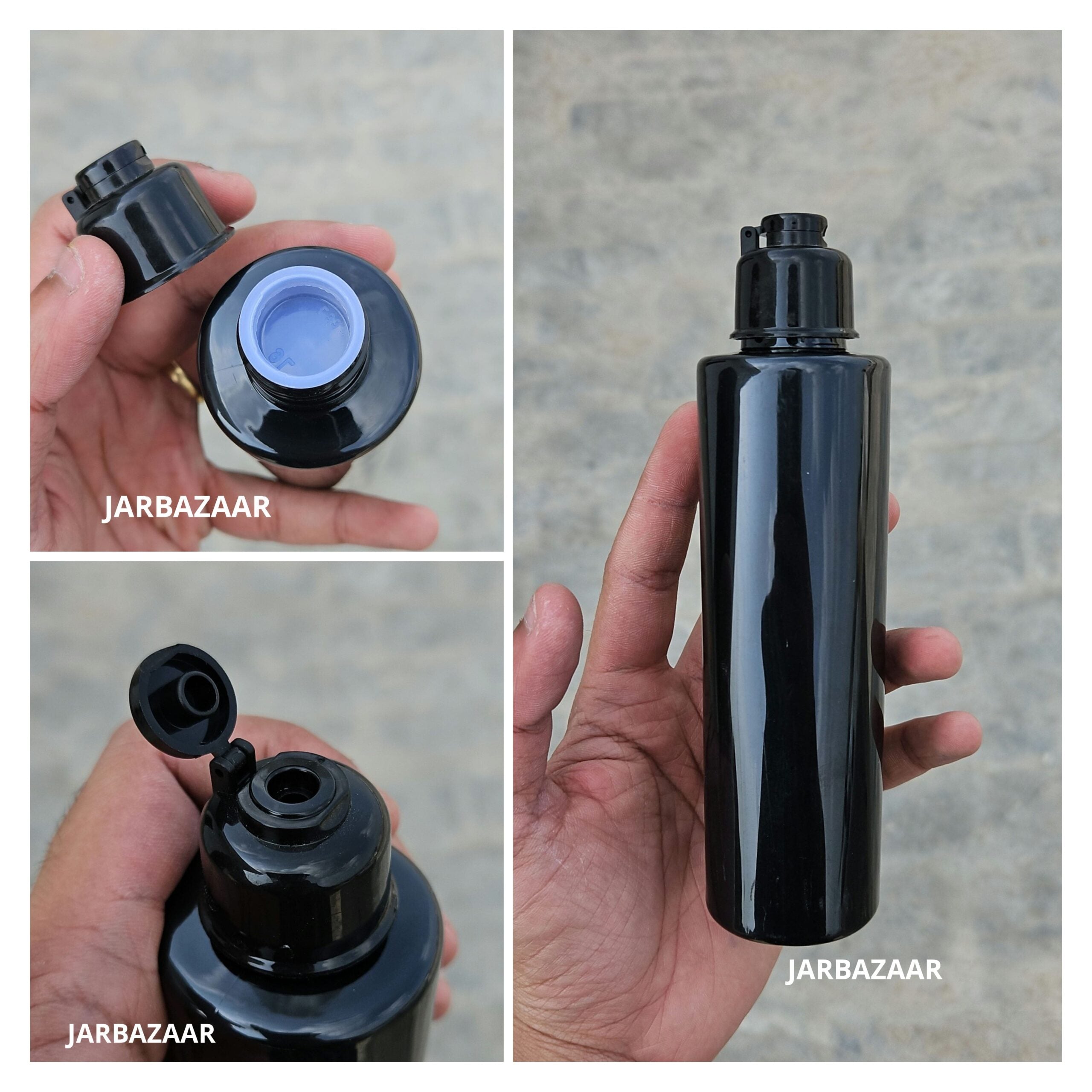 200 ML Sleek Black Fliptop Bottle