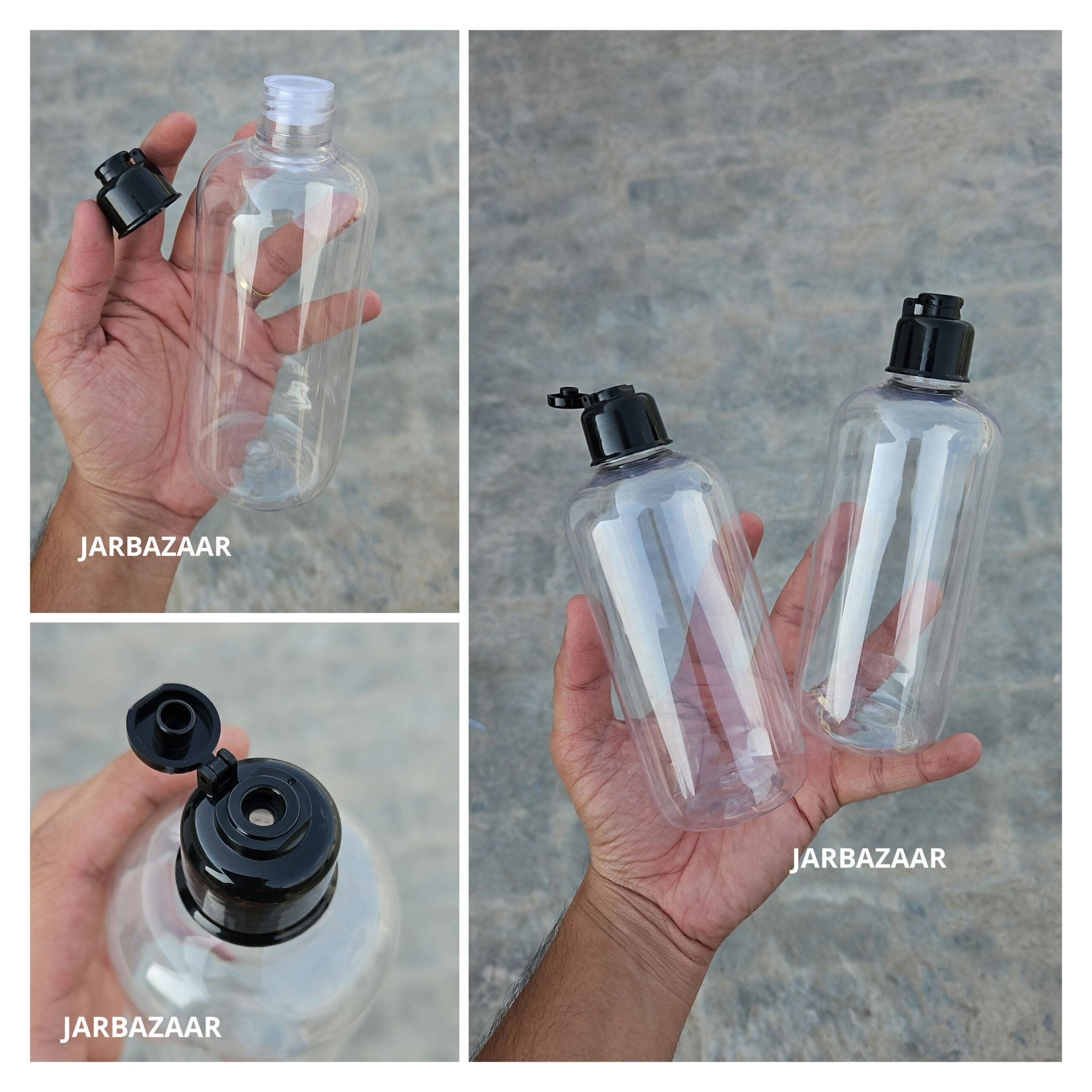 300 ML Transparent Boston Fliptop Bottle