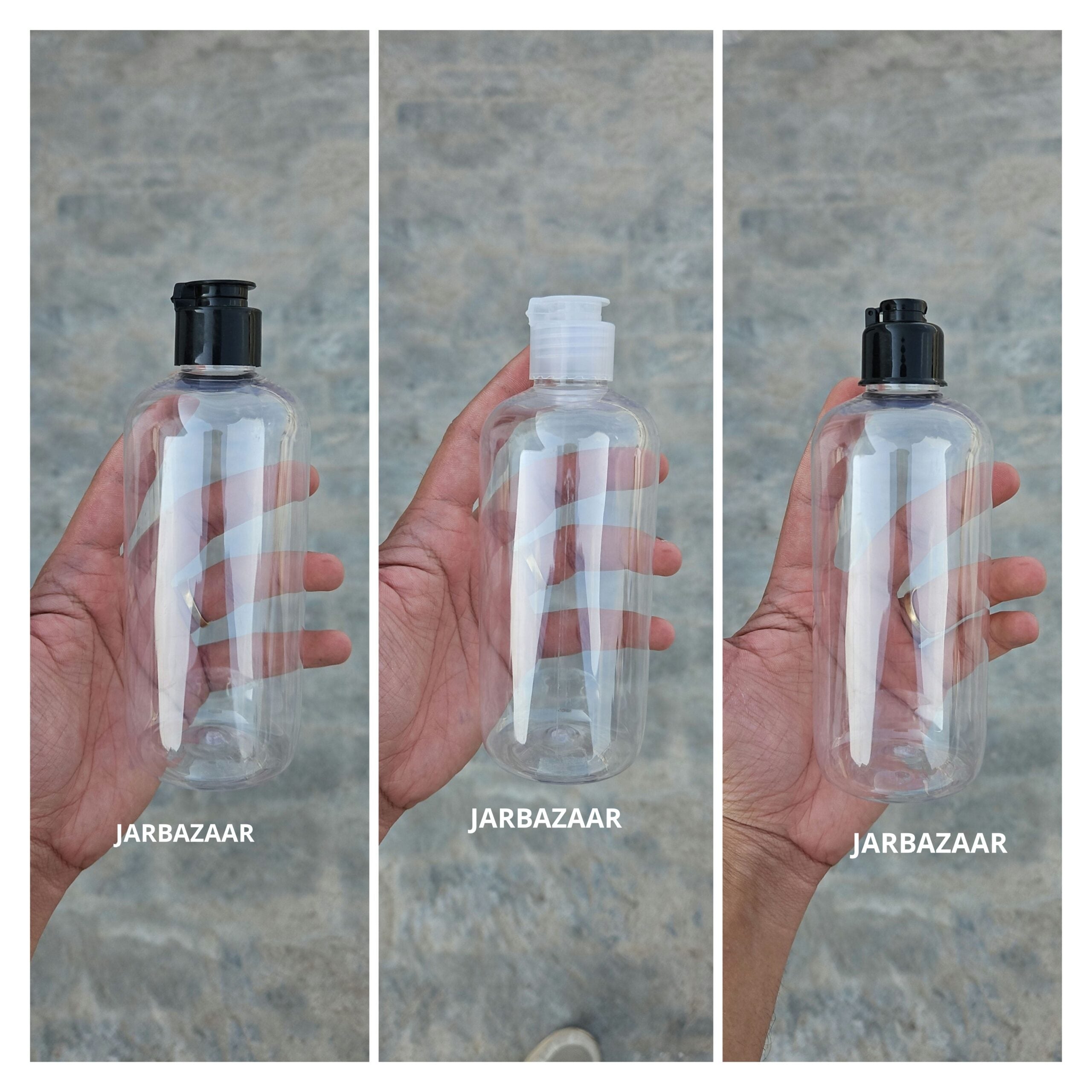 300 ML Transparent Boston Fliptop Bottle