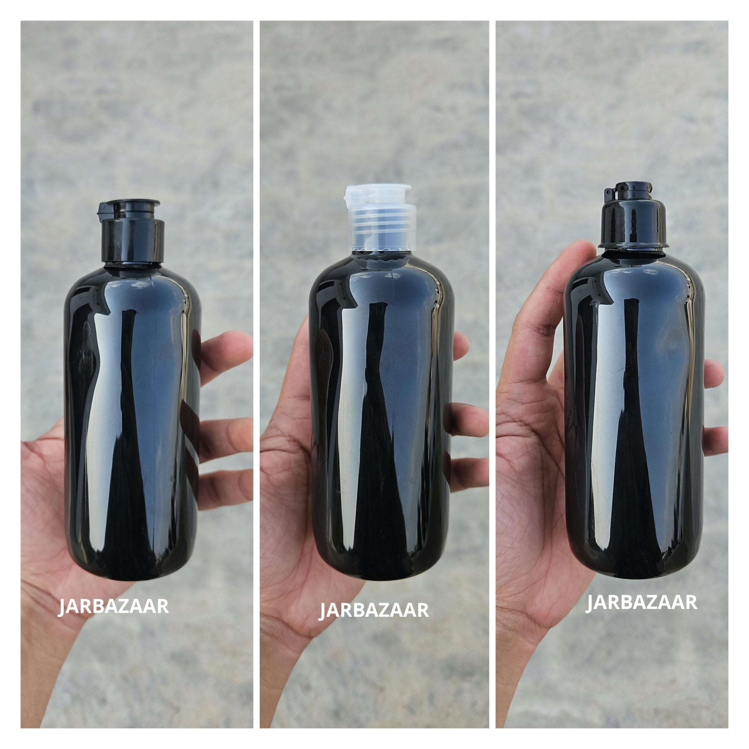 300 ML Black Boston Fliptop Bottle