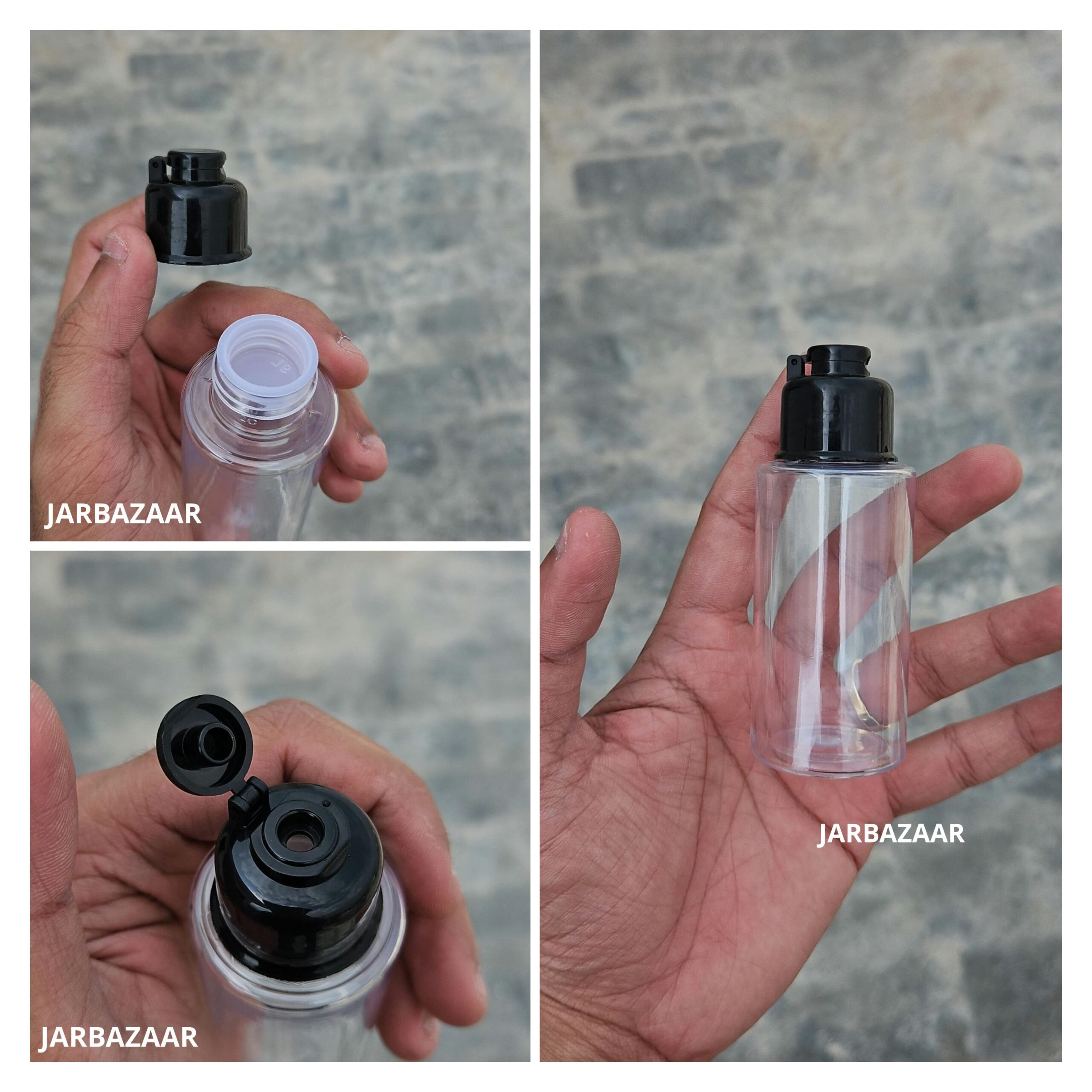 60 ML Transparent Fliptop Bottle