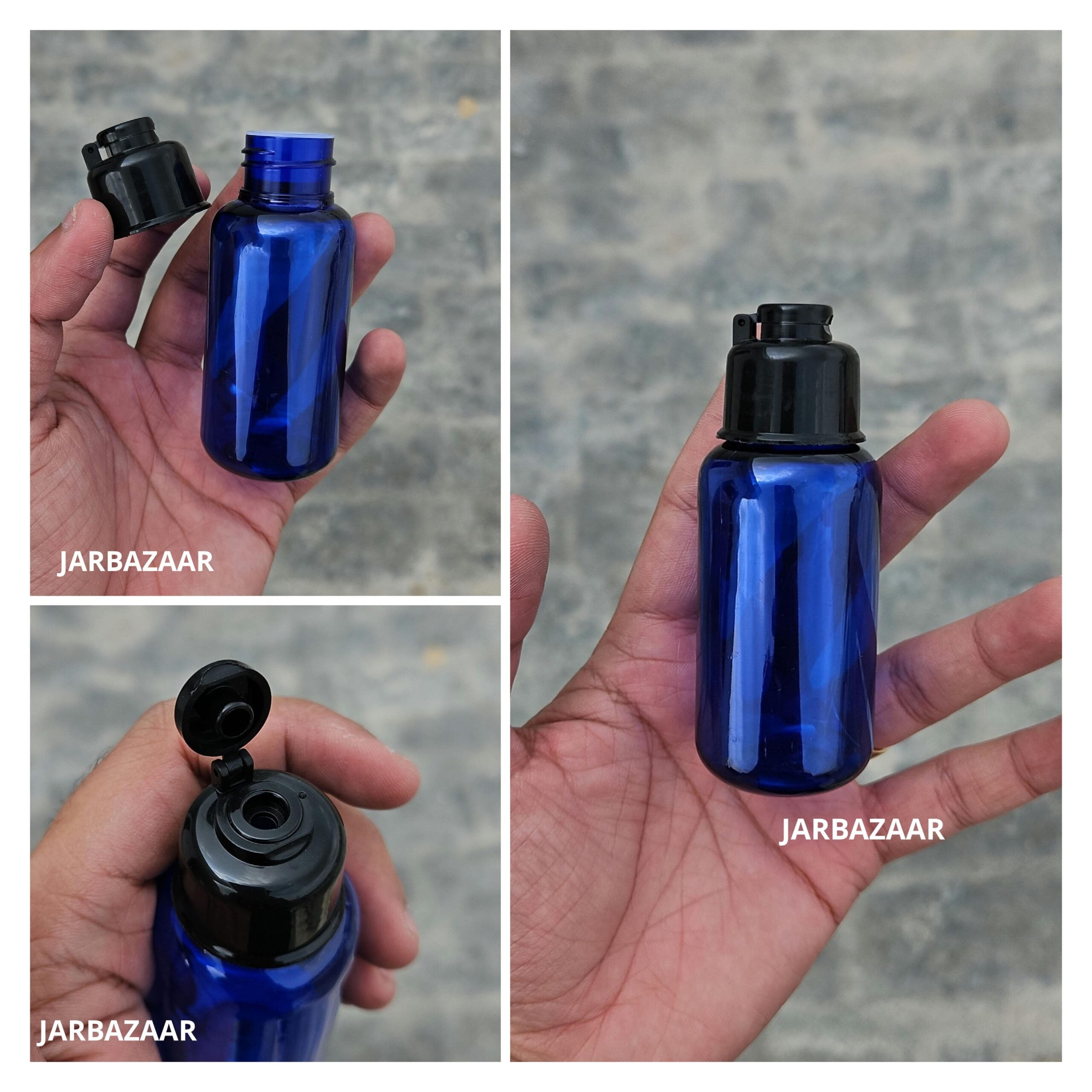 50 ML Blue Boston Fliptop Bottle
