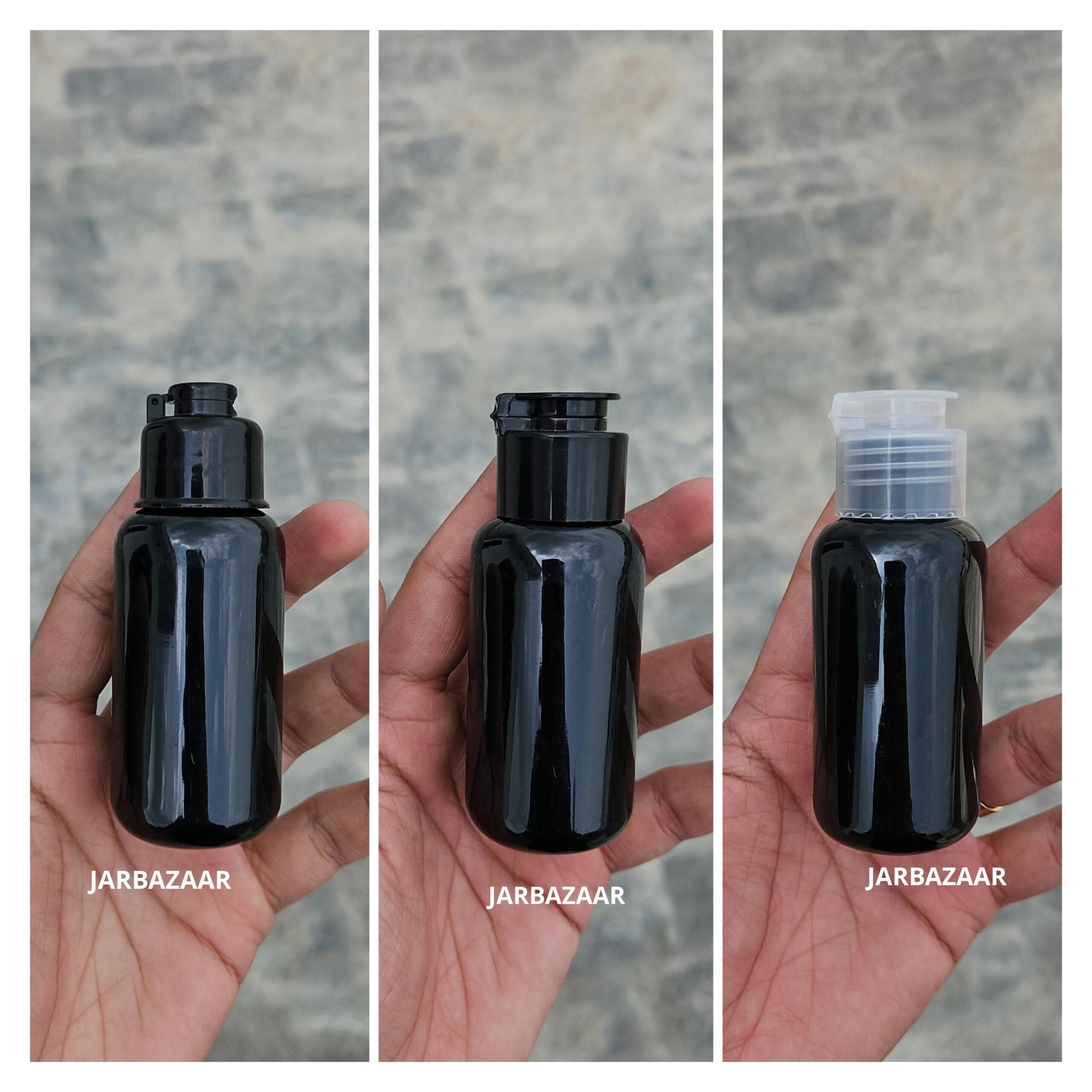 50 ML Black Boston Fliptop Bottle