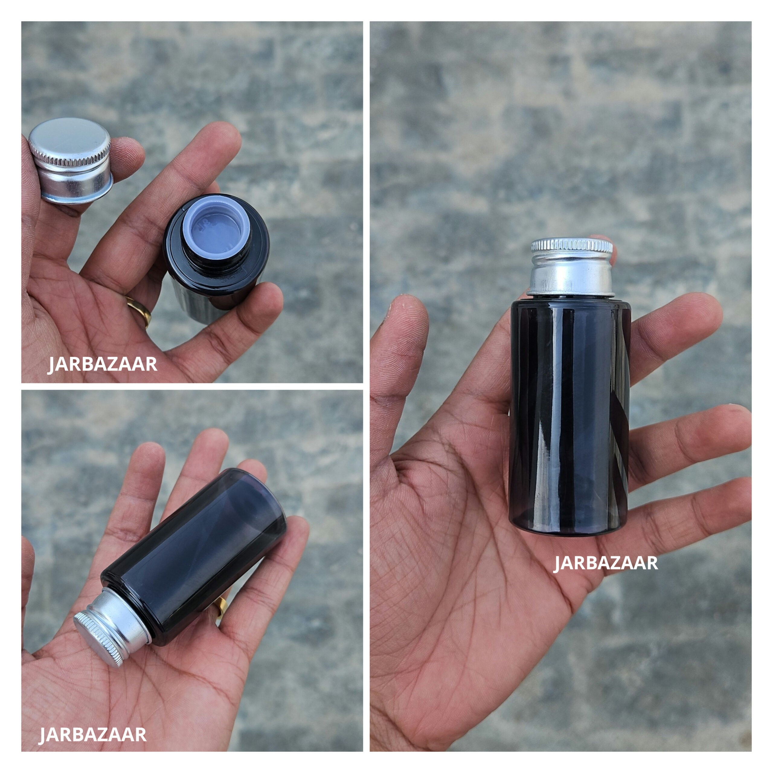 60 ML T.R Black Bottle (With Aluminium Cap)