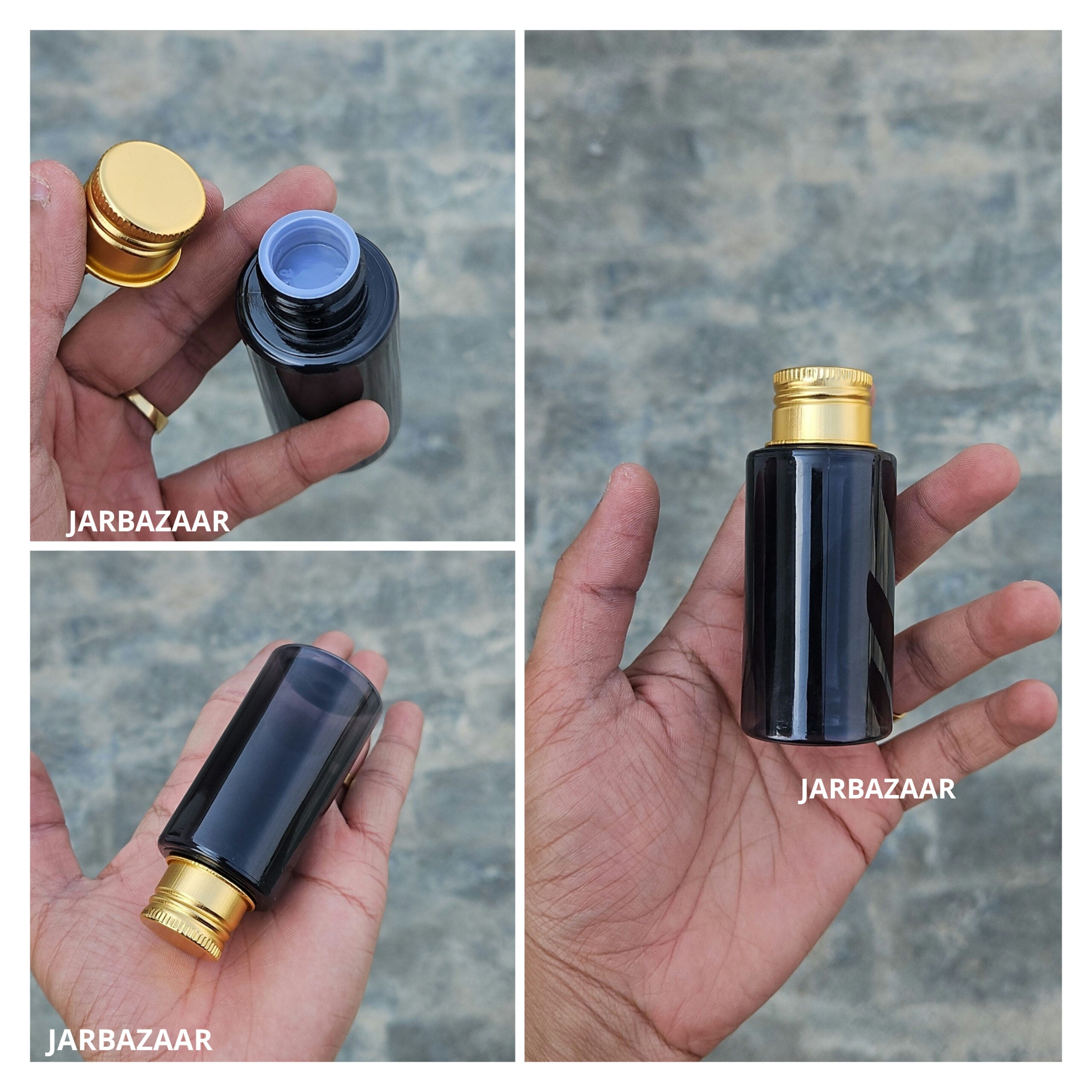 60 ML T.R Black Bottle (With Aluminium Cap)