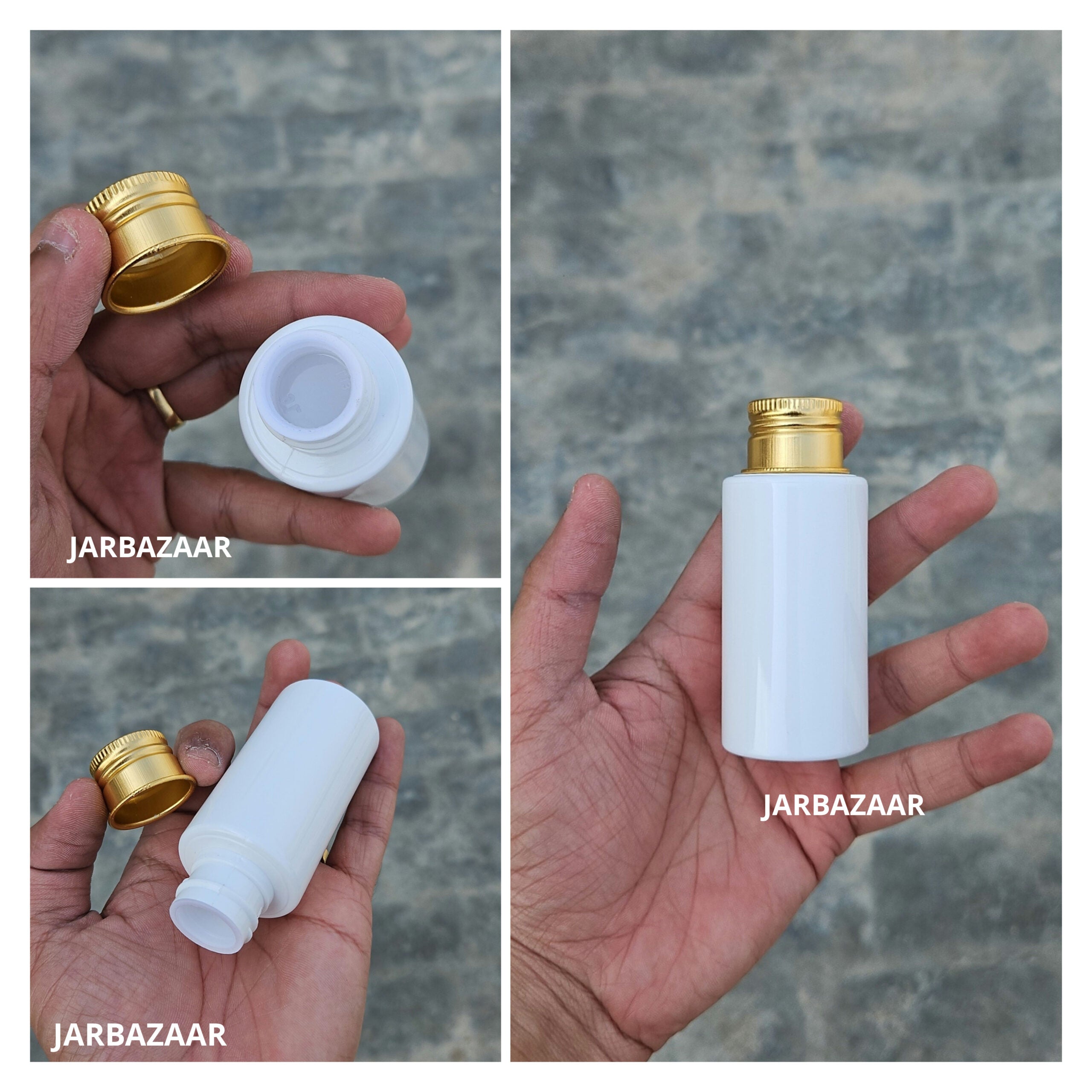 60 ML Round White Bottle (With Aluminium Cap)