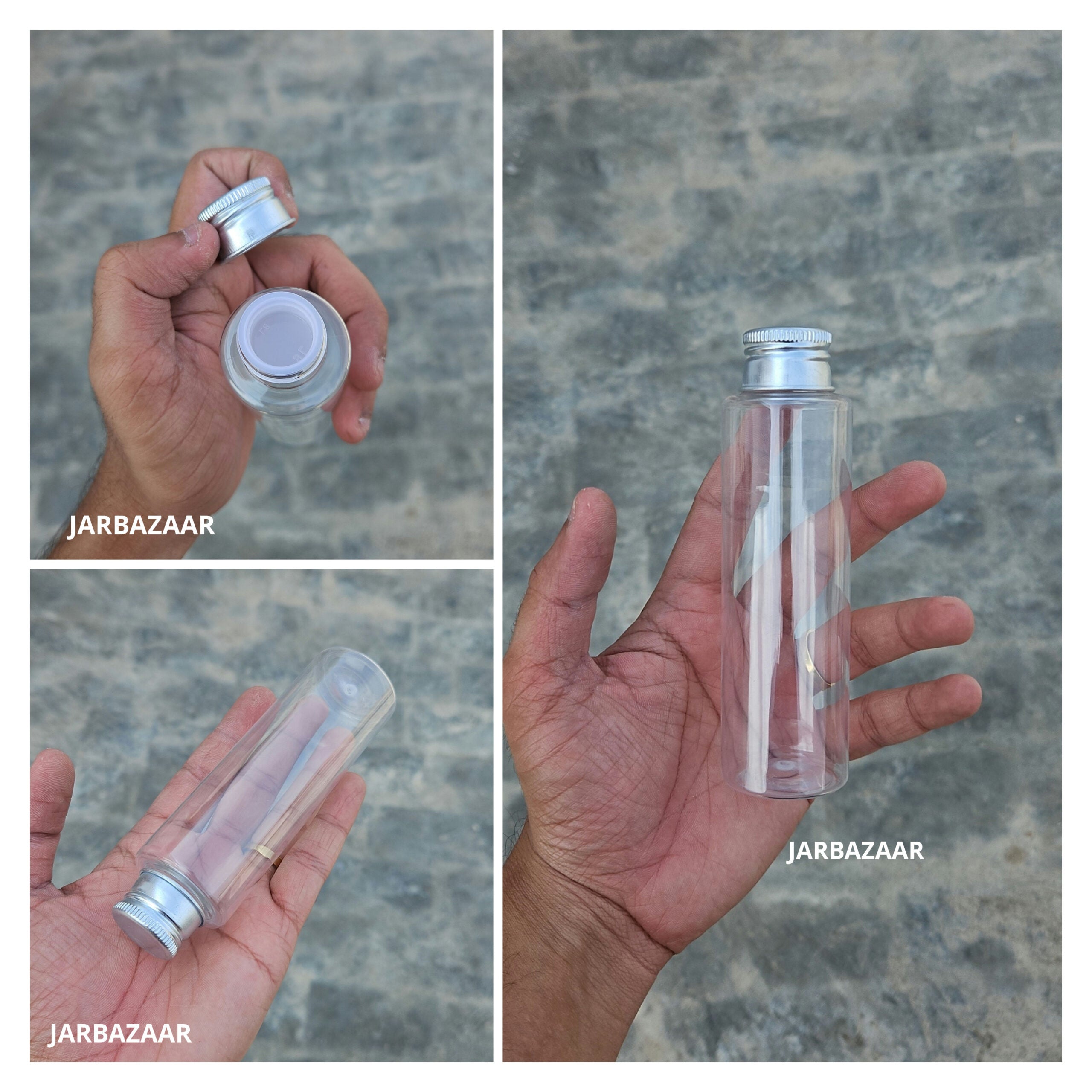 100 ML Sleek Transparent Bottle (With Aluminium Cap)